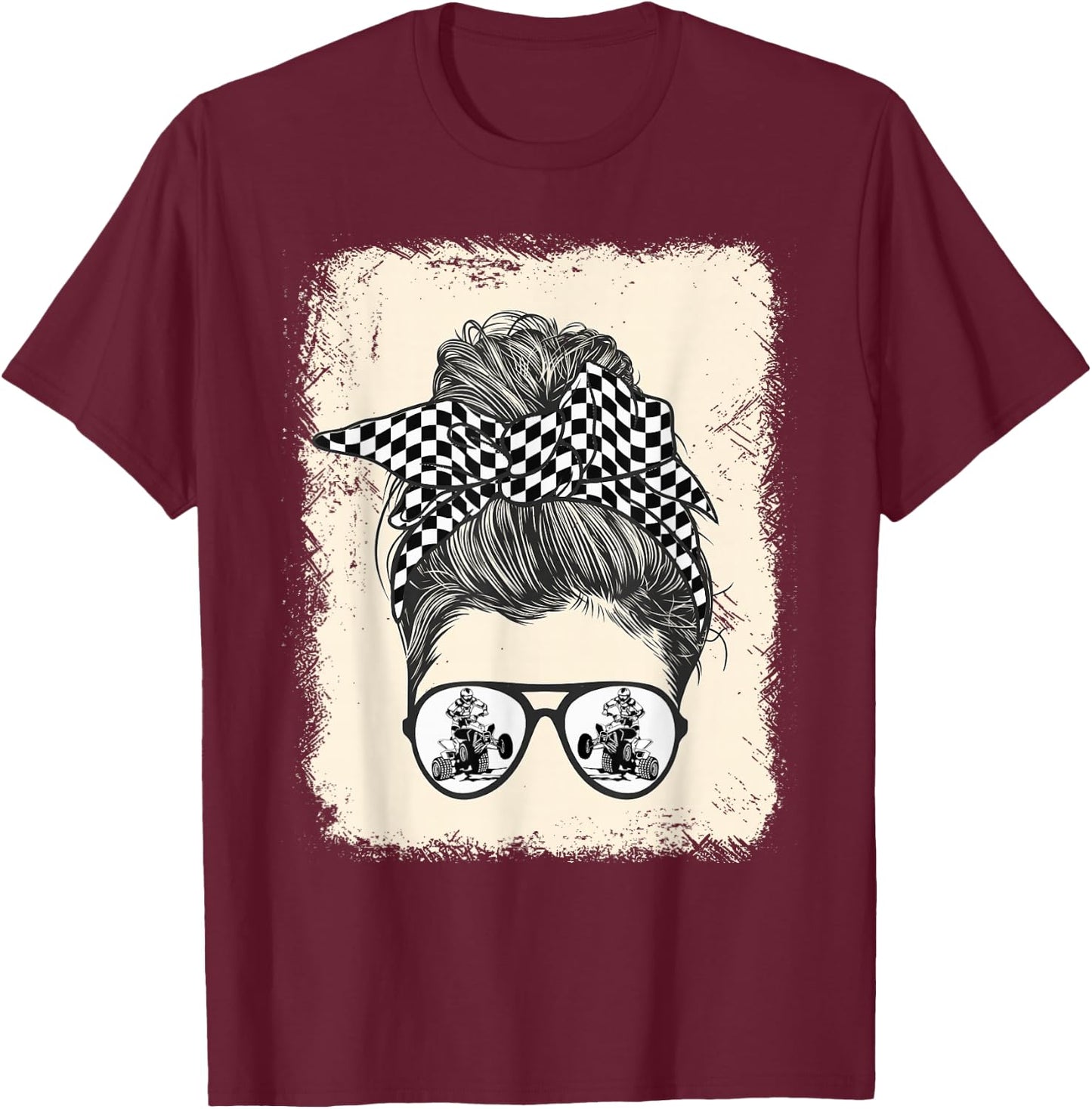 ATV Quad Biker Vintage Racing Mom T-Shirt - T-Shirt | Maroon