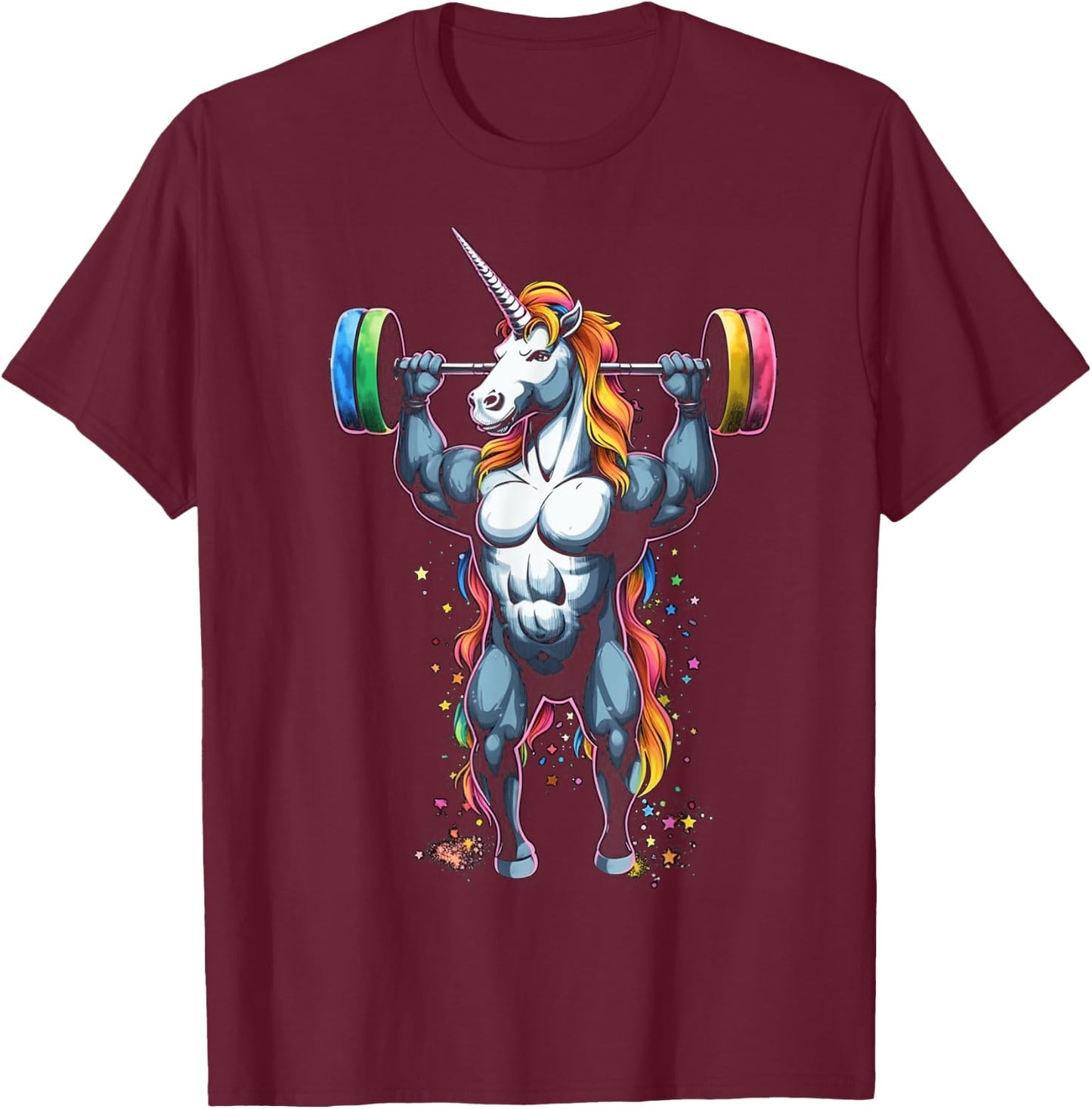 Unicorn Weightlifting Deadlift Fitness Gym T-Shirt - T-Shirt | Maroon