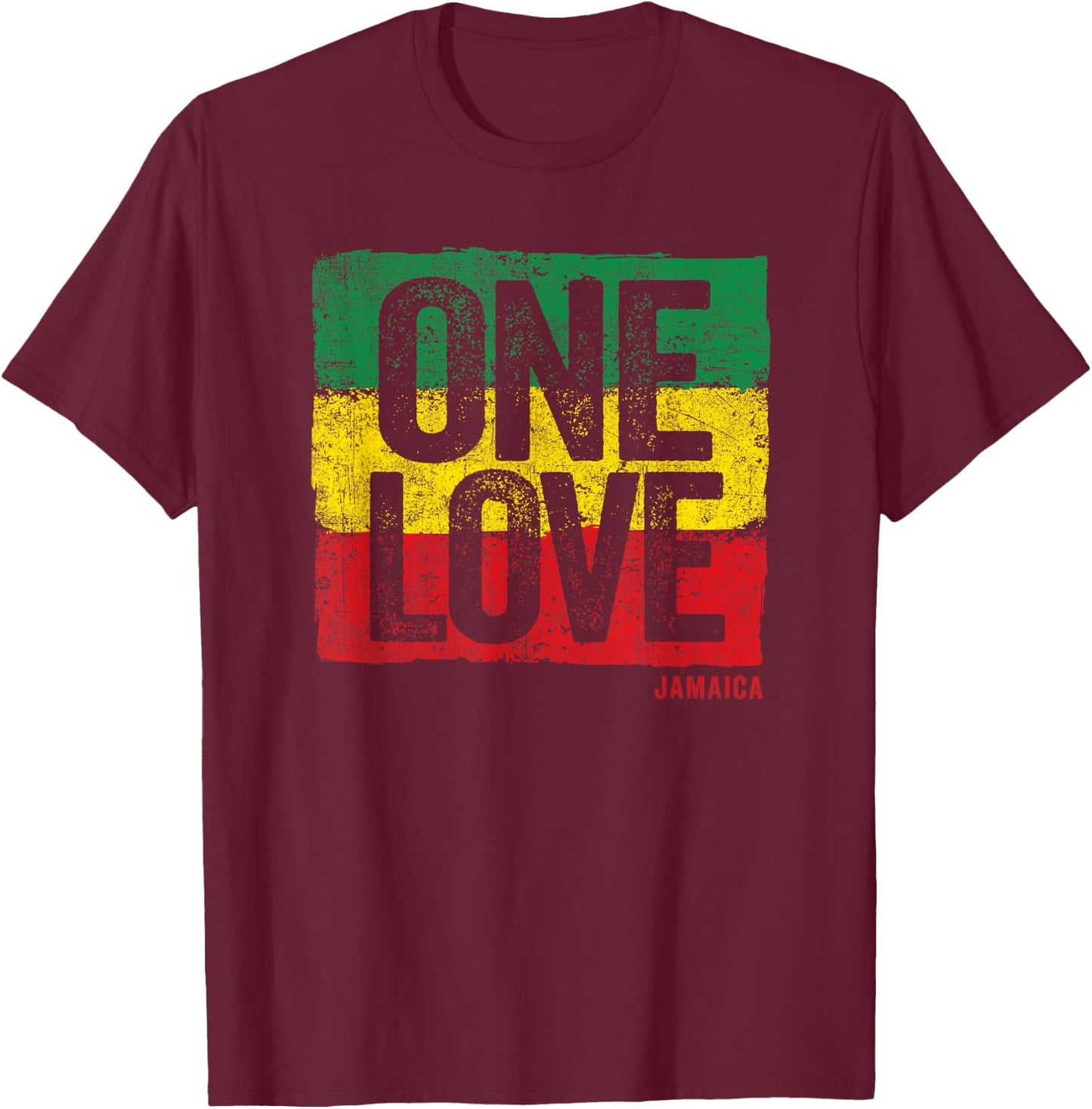 Love Jamaica Reggae Vintage Jamaican Souvenir T-Shirt - T-Shirt | Maroon