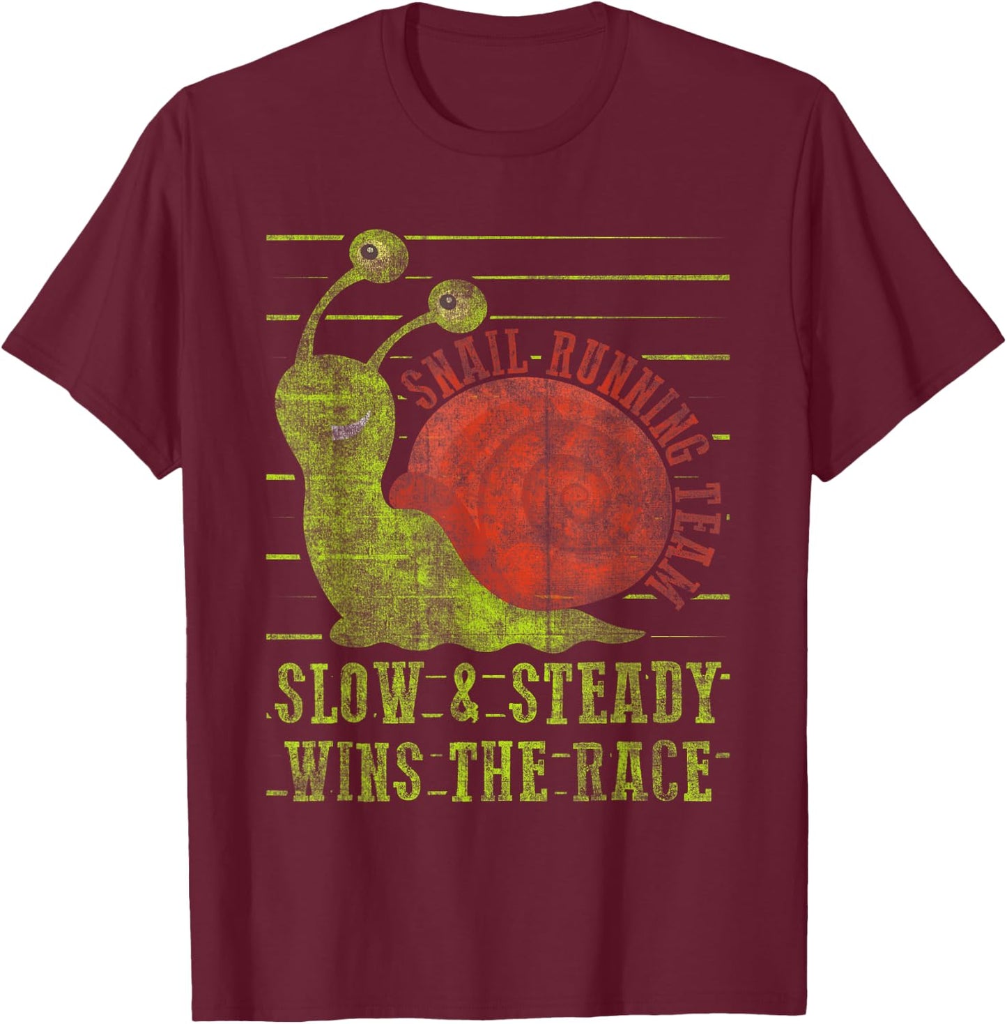Snail Running Team Slow & Steady Wins The Race Funny Running T-Shirt - T-Shirt | Maroon