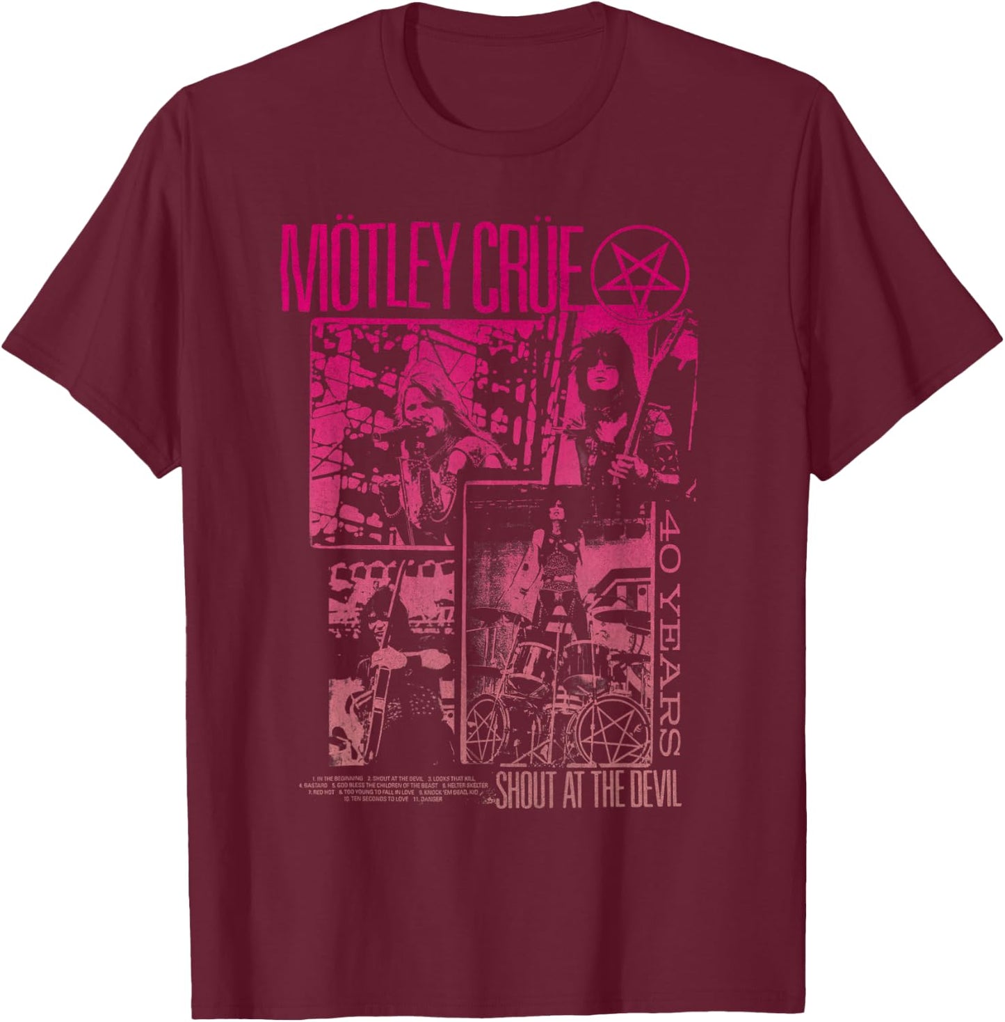 Mötley Crüe – Live Photo T-Shirt - T-Shirt | Maroon