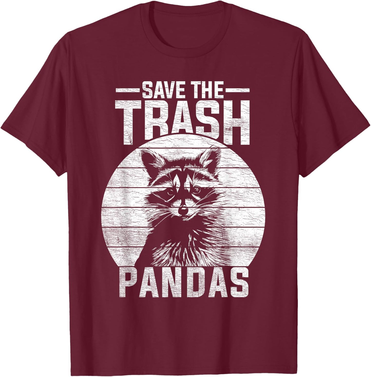 Vintage Retro Save The Trash Pandas Funny Raccoon T-Shirt - T-Shirt | Maroon