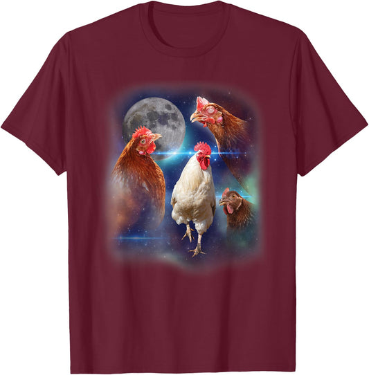 Howling at the Moon Shirt - Funny Chicken Shirt - Chicken T-Shirt - T-Shirt | Maroon