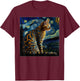 Surrealism Starry Night Bengal cat T-Shirt - T-Shirt | Maroon