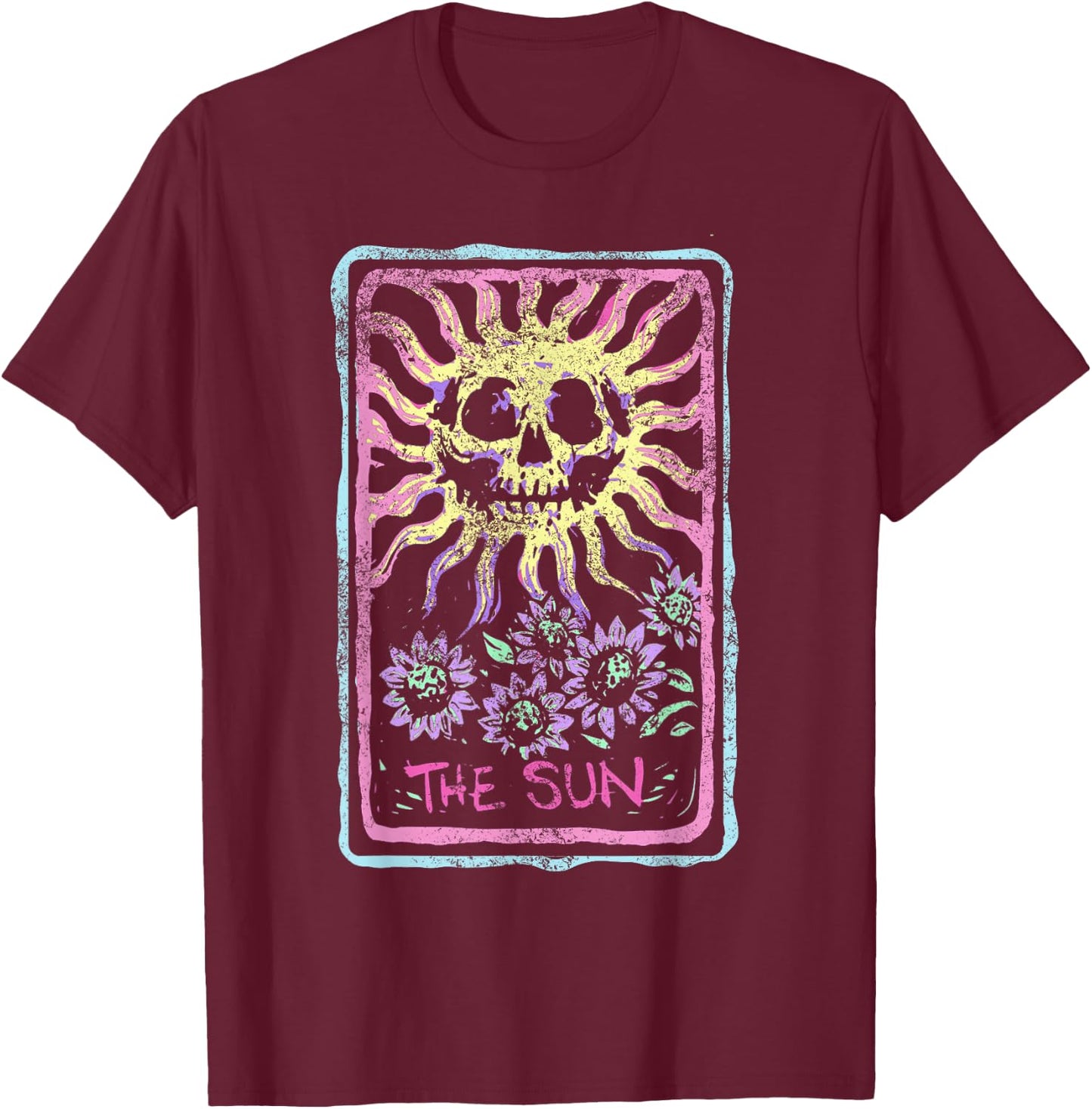The Sun Death Tarot Card Witchcraft Pastel Goth Skeleton T-Shirt - T-Shirt | Maroon