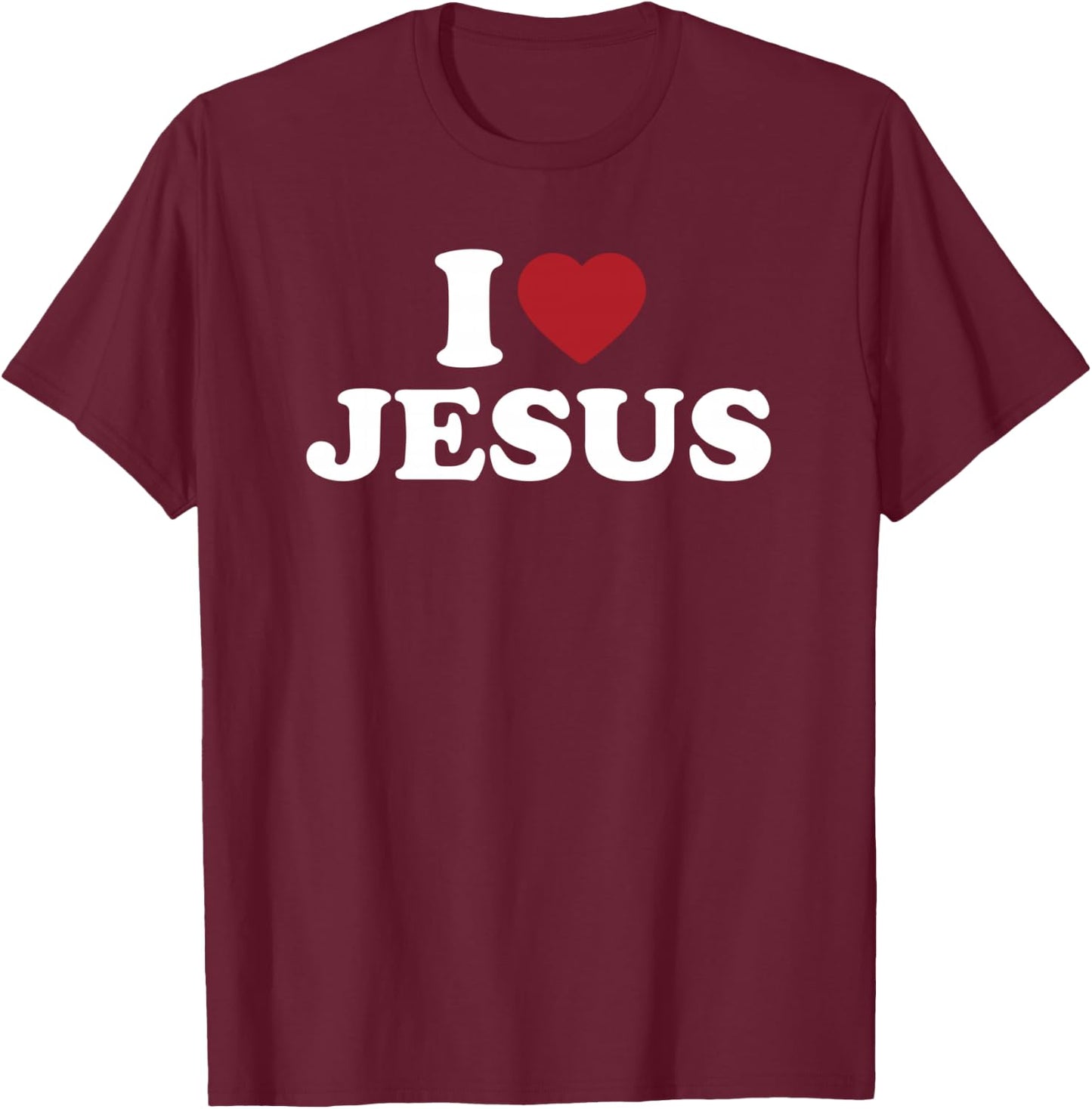 I Love Jesus, I Heart Jesus Red Heart T-Shirt - T-Shirt | Maroon