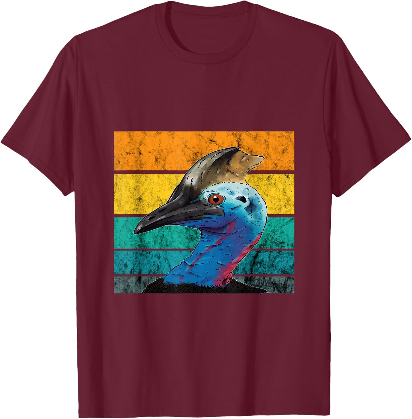Cassowary Vintage Retro Cassowaries Casque Big Dino Bird T-Shirt - T-Shirt | Maroon