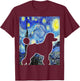 Poodle Starry Night Dog Lover Van Gogh Poodle Painting T-Shirt - T-Shirt | Maroon