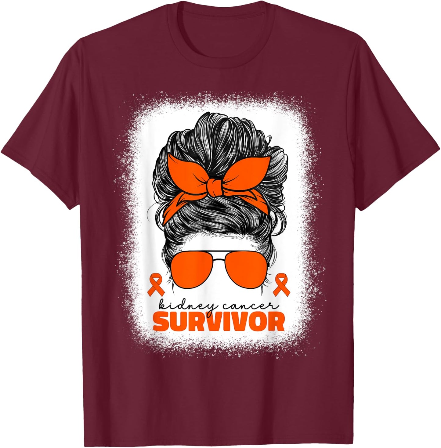 Kidney Cancer Survivor Orange Ribbon Kidney Cancer T-Shirt - T-Shirt | Maroon
