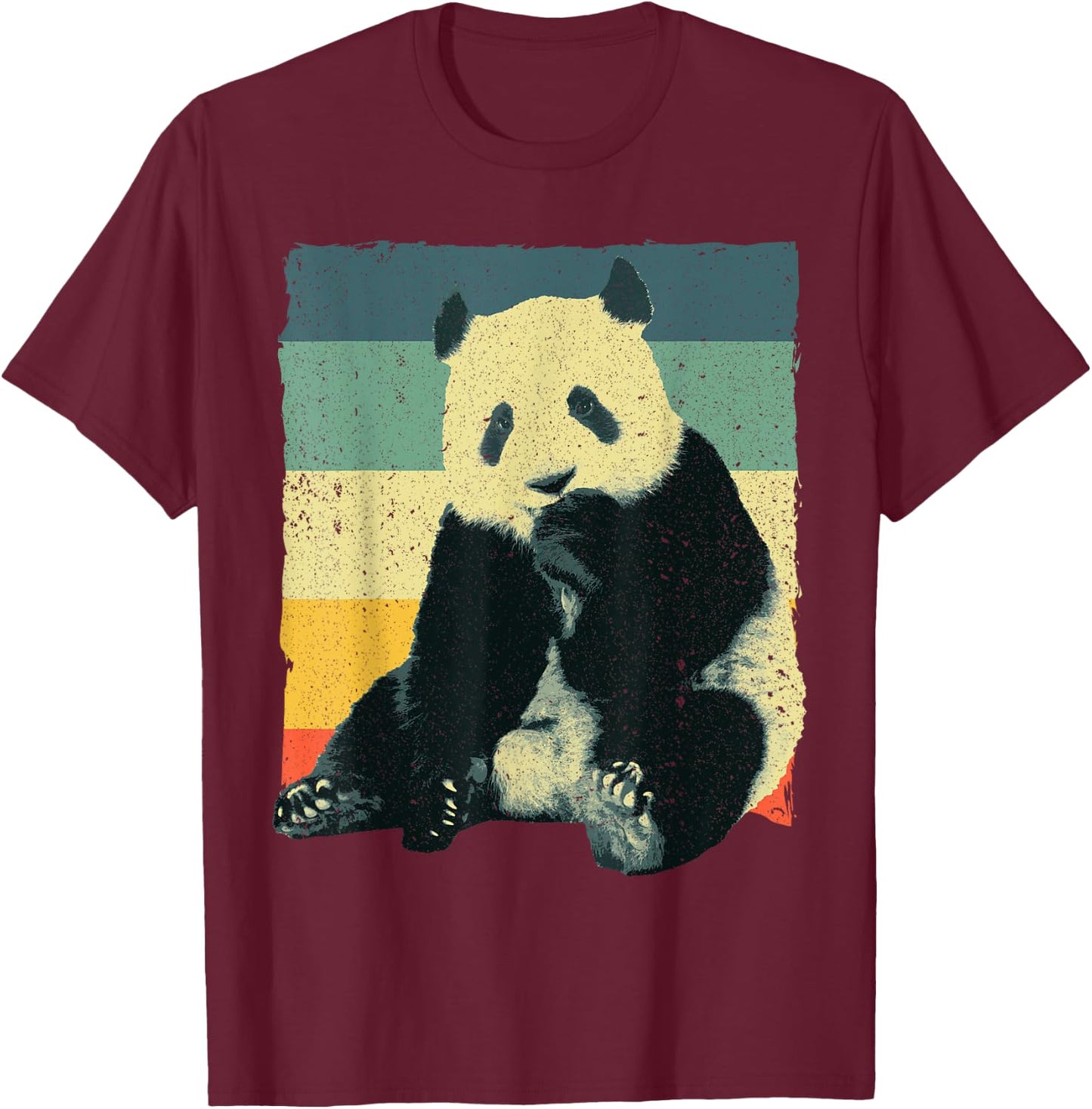 Funny Panda Design Women Kids Retro Panda Bear Lover T-Shirt - T-Shirt | Maroon