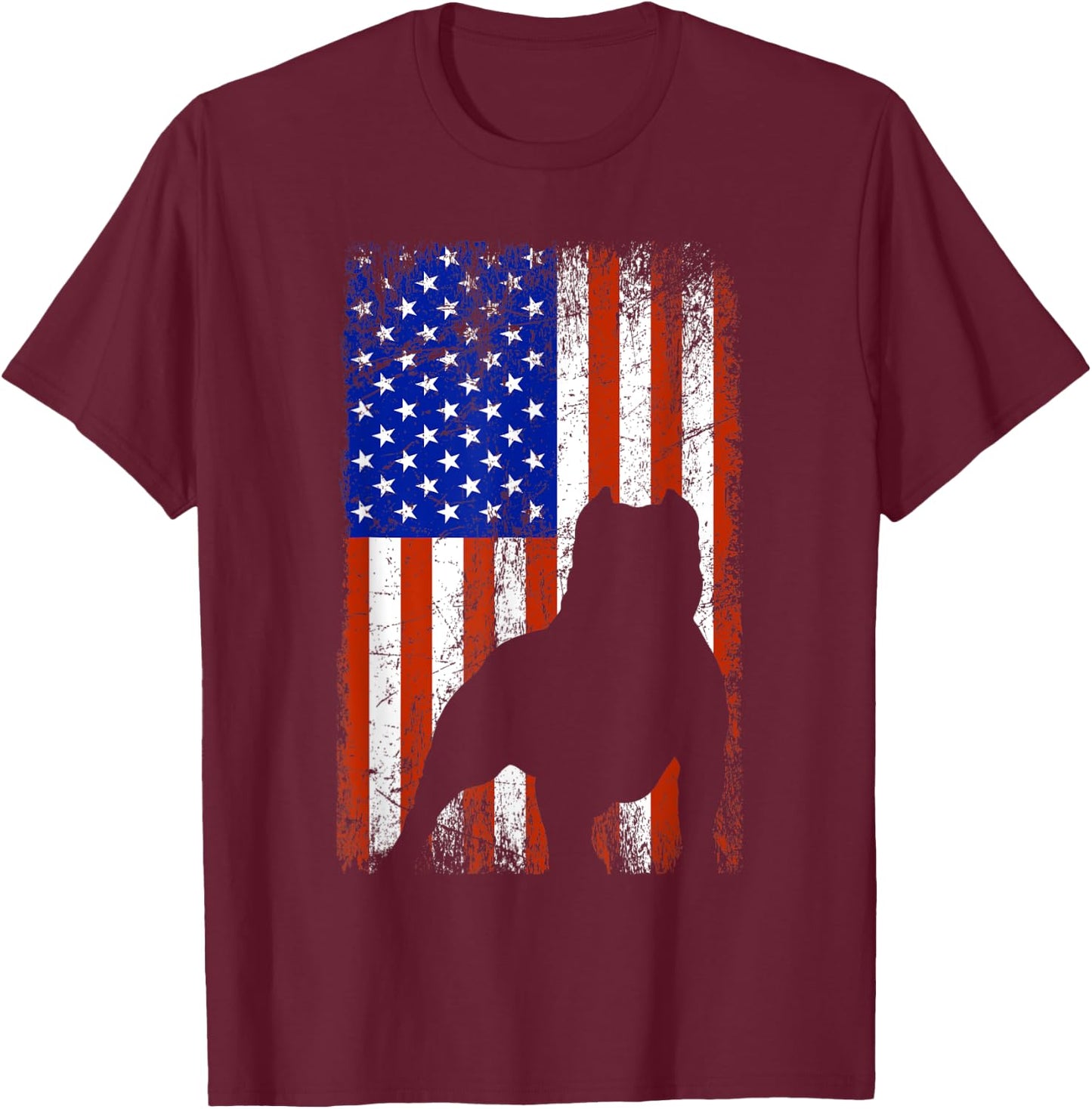 American Bully Bullypit Dog American USA Flag Men Women Kids T-Shirt - T-Shirt | Maroon