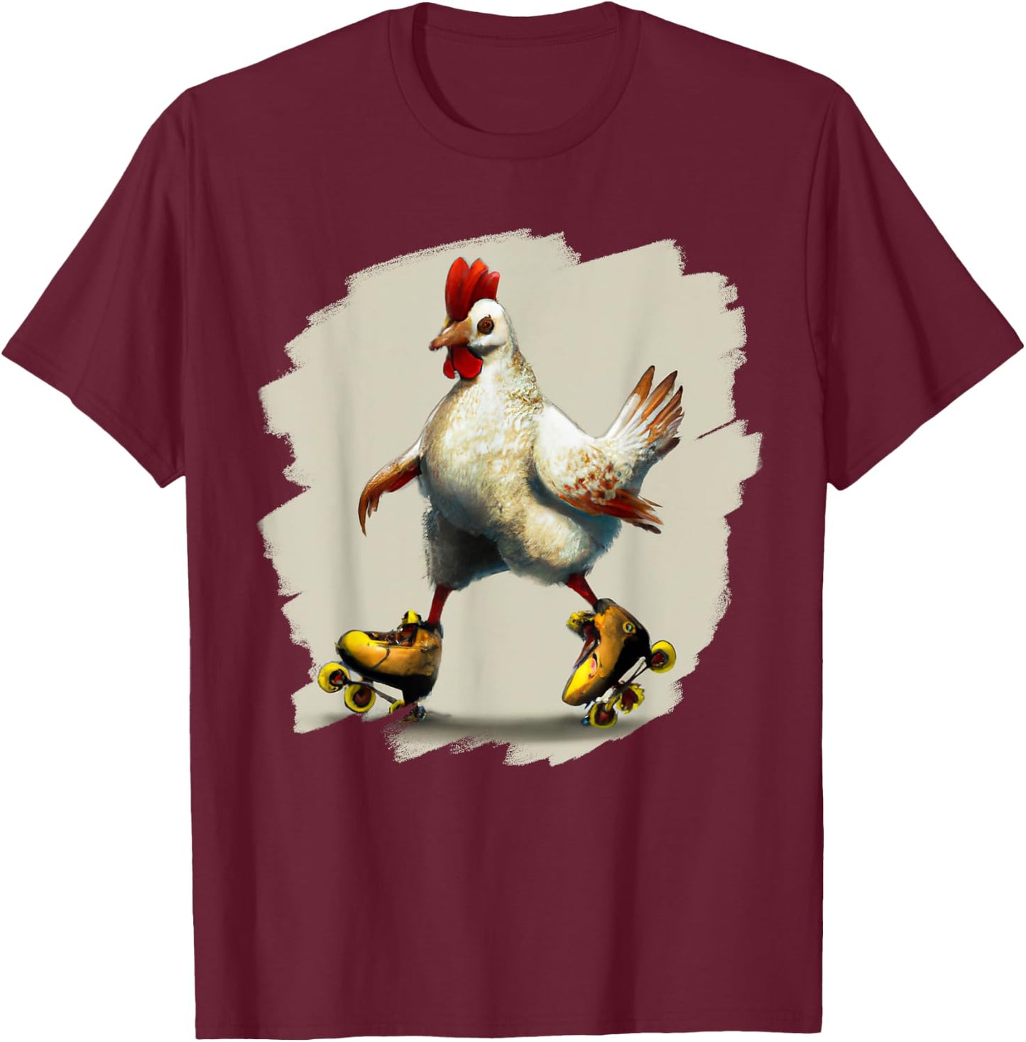 Funny Chicken Roller Skates Farm Animal Skating Roller Derby T-Shirt - T-Shirt | Maroon