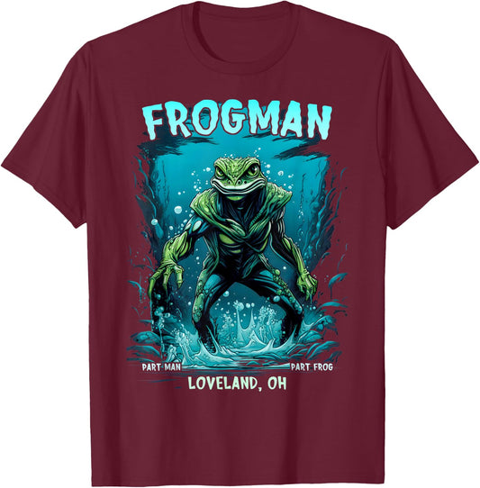 Loveland Frogman Cryptid Creature Cryptozoology T-Shirt - T-Shirt | Maroon