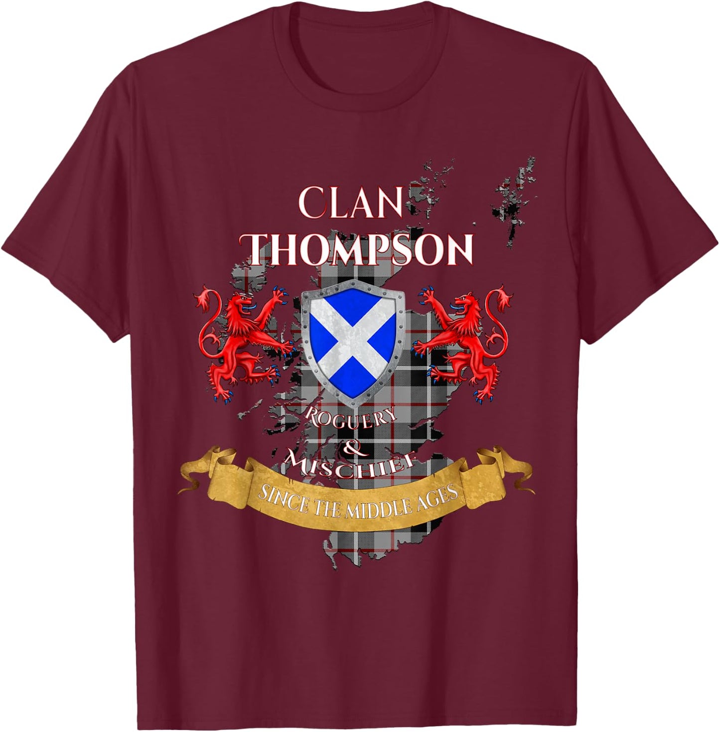 Thompson Scottish Family Clan Middle Ages Mischief T-Shirt - T-Shirt | Maroon
