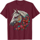 Horse Mandala Flower | Animal Motif Horse T-Shirt - T-Shirt | Maroon