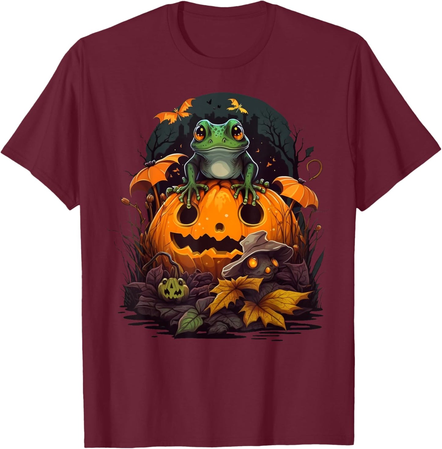 Pumpkin Frog costume on Frog Halloween T-Shirt - T-Shirt | Maroon
