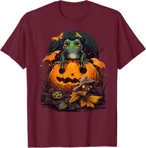 Pumpkin Frog costume on Frog Halloween T-Shirt - T-Shirt | Maroon