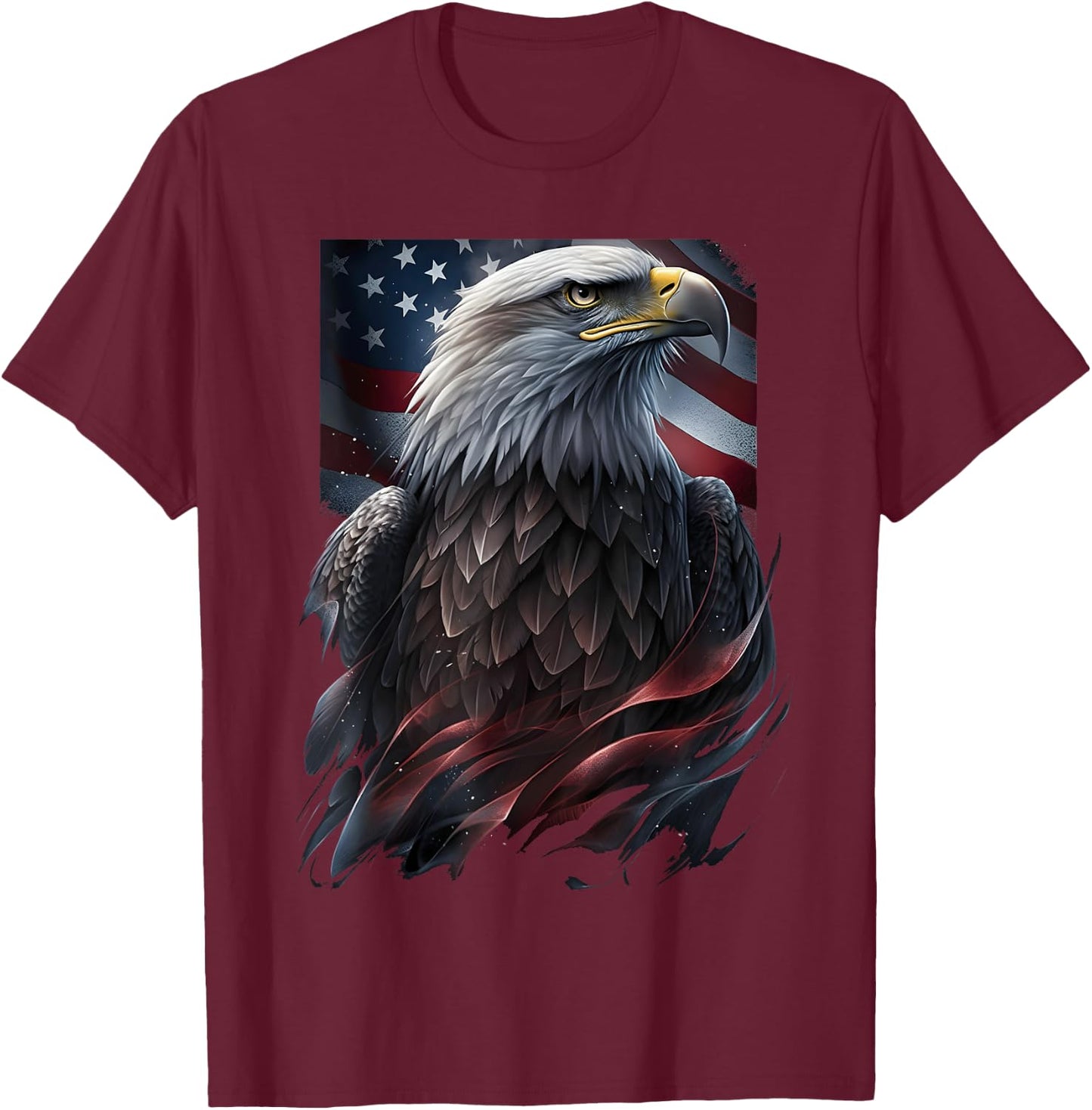 Eagle Bird 4th of July American Flag Veterans Memorial T-Shirt - T-Shirt | Maroon