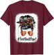Bleached Football Aunt Life Messy Bun Mother's Day T-Shirt - T-Shirt | Maroon