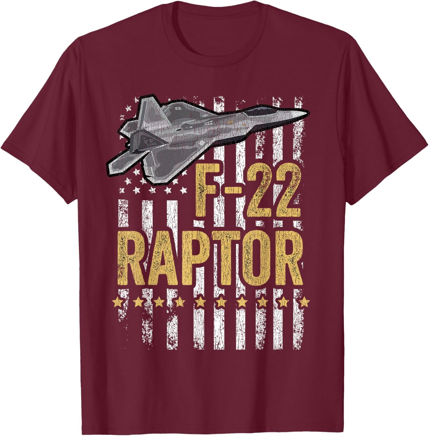 F-22 Raptor Fighter Jet USA Flag Military F-18 Plane Women Kids Men T-Shirt - T-Shirt | Maroon
