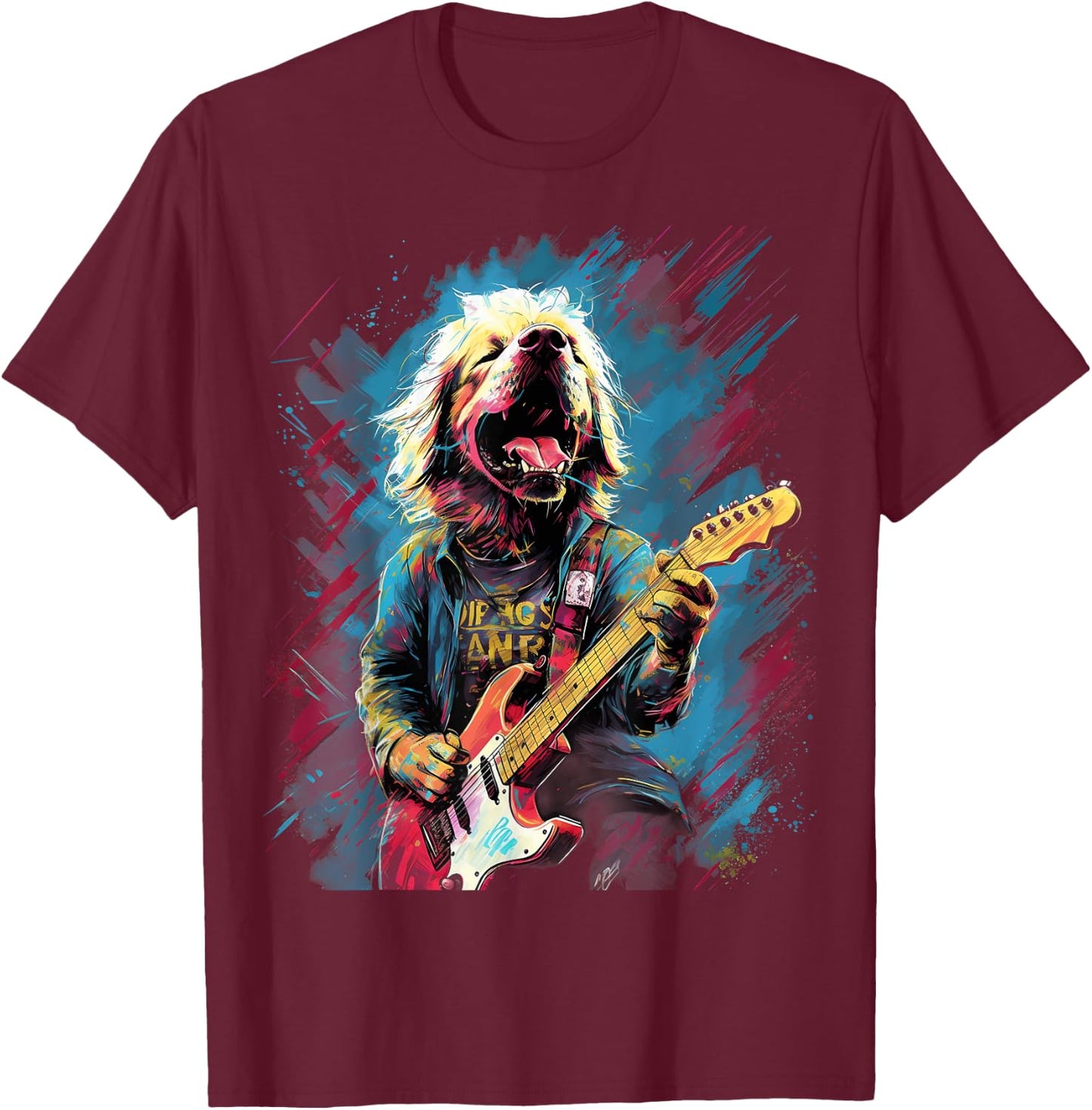 Rock Guitar Labrador Retriever Dog Guitarist Men Women Girls Kids T-Shirt - T-Shirt | Maroon
