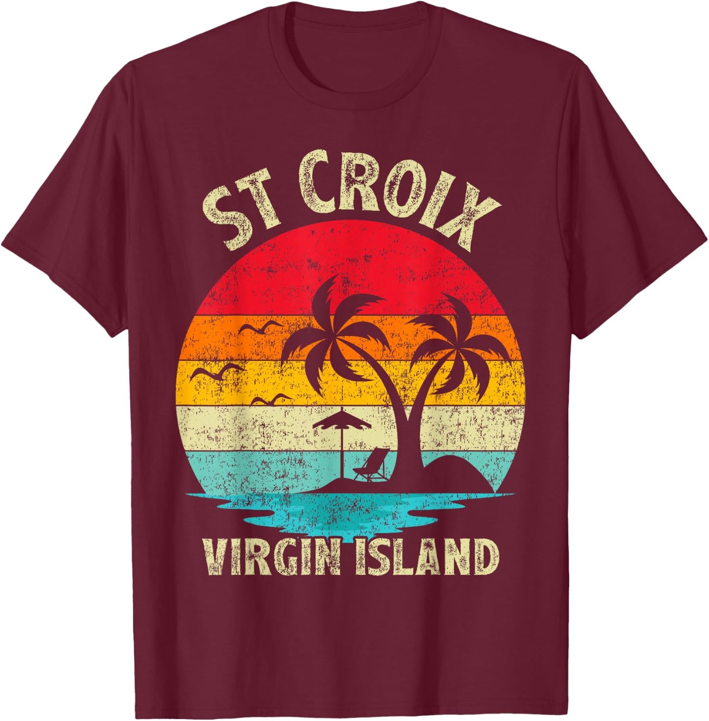 Family Vacation Vintage Retro Virgin Island St. Croix Beach Women T-Shirt - T-Shirt | Maroon