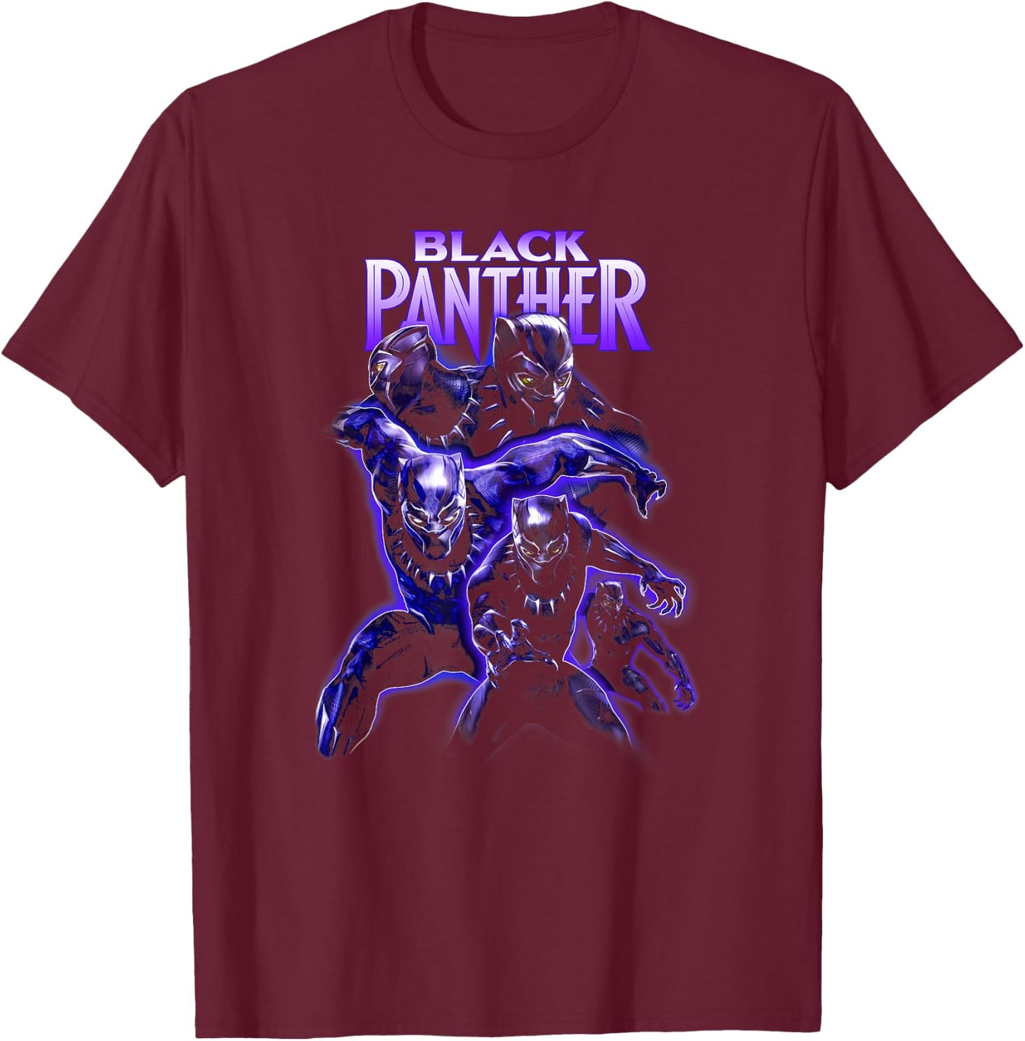 Marvel Black Panther: Wakanda Forever Purple Neon Panthers T-Shirt - T-Shirt | Maroon