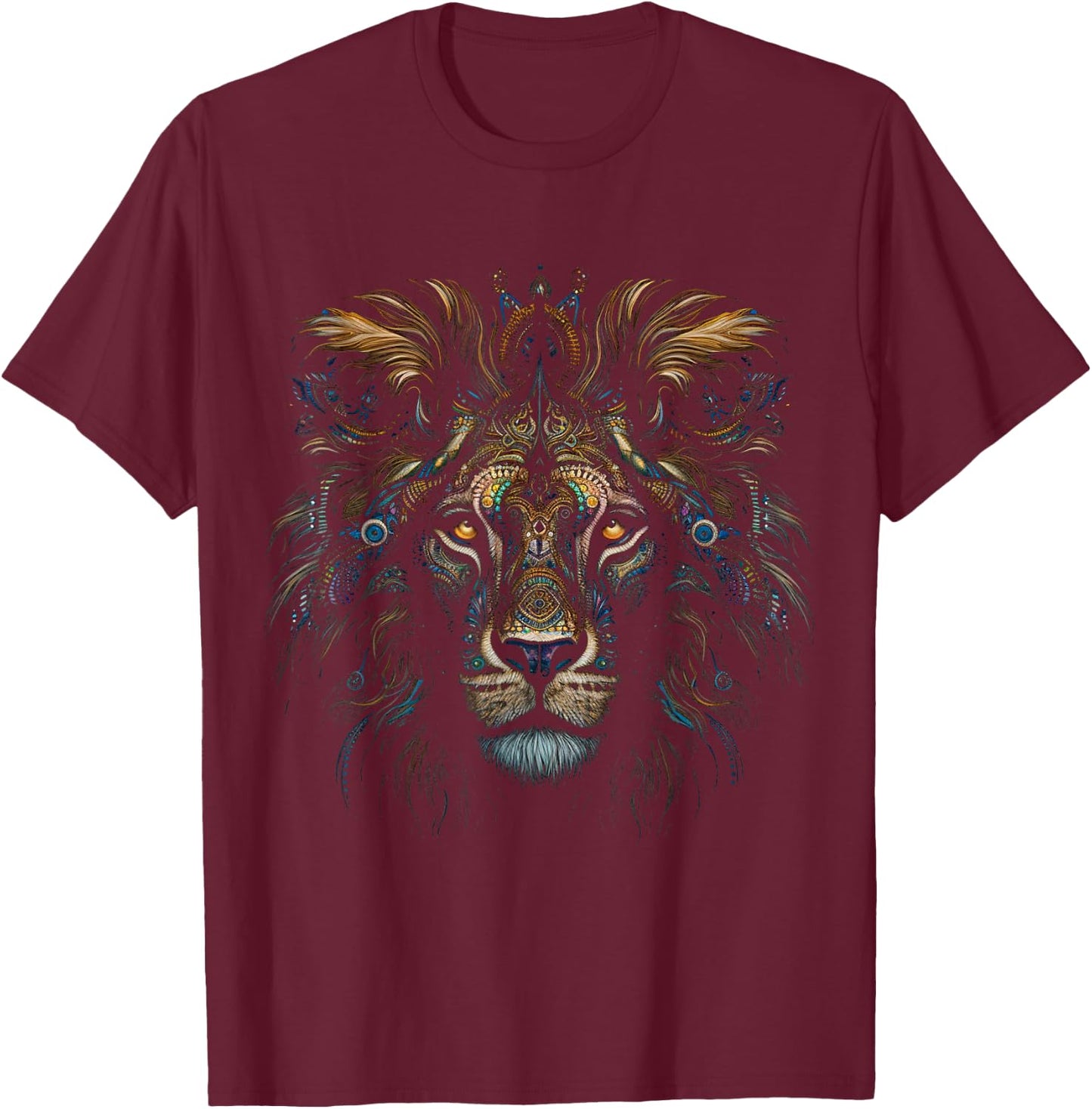 Lion Artwork - Fantasy Animal Art Lion T-Shirt - T-Shirt | Maroon