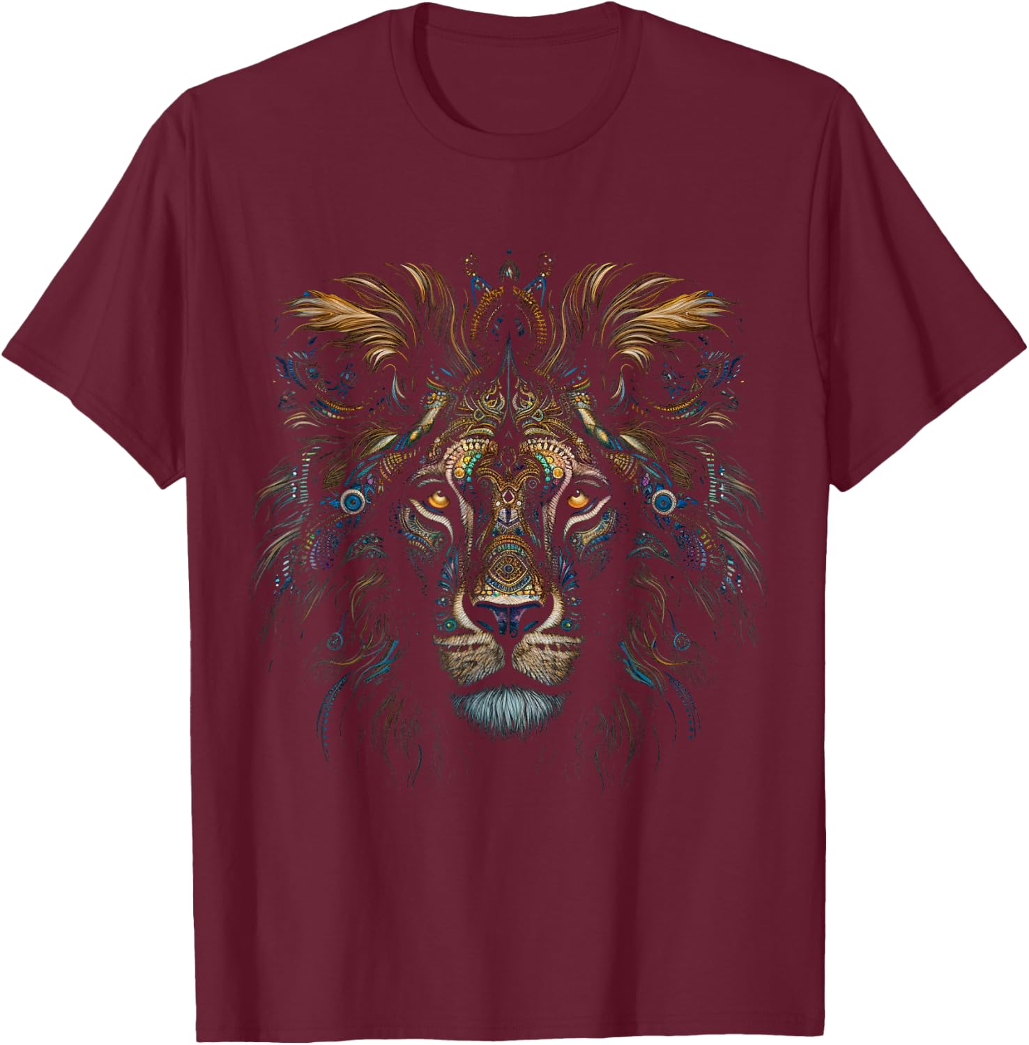 Lion Artwork - Fantasy Animal Art Lion T-Shirt - T-Shirt | Maroon
