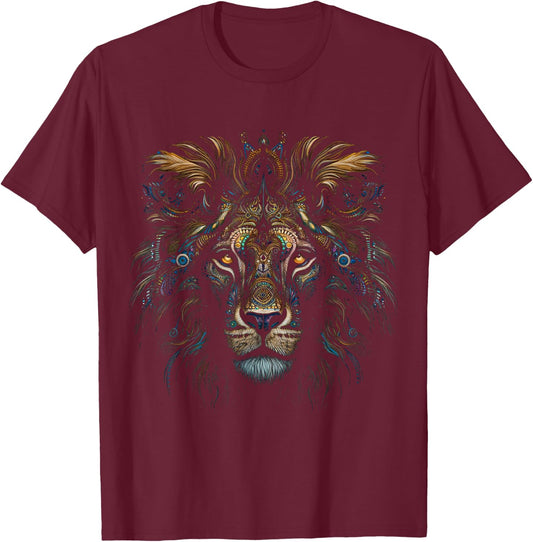 Lion Artwork - Fantasy Animal Art Lion T-Shirt - T-Shirt | Maroon