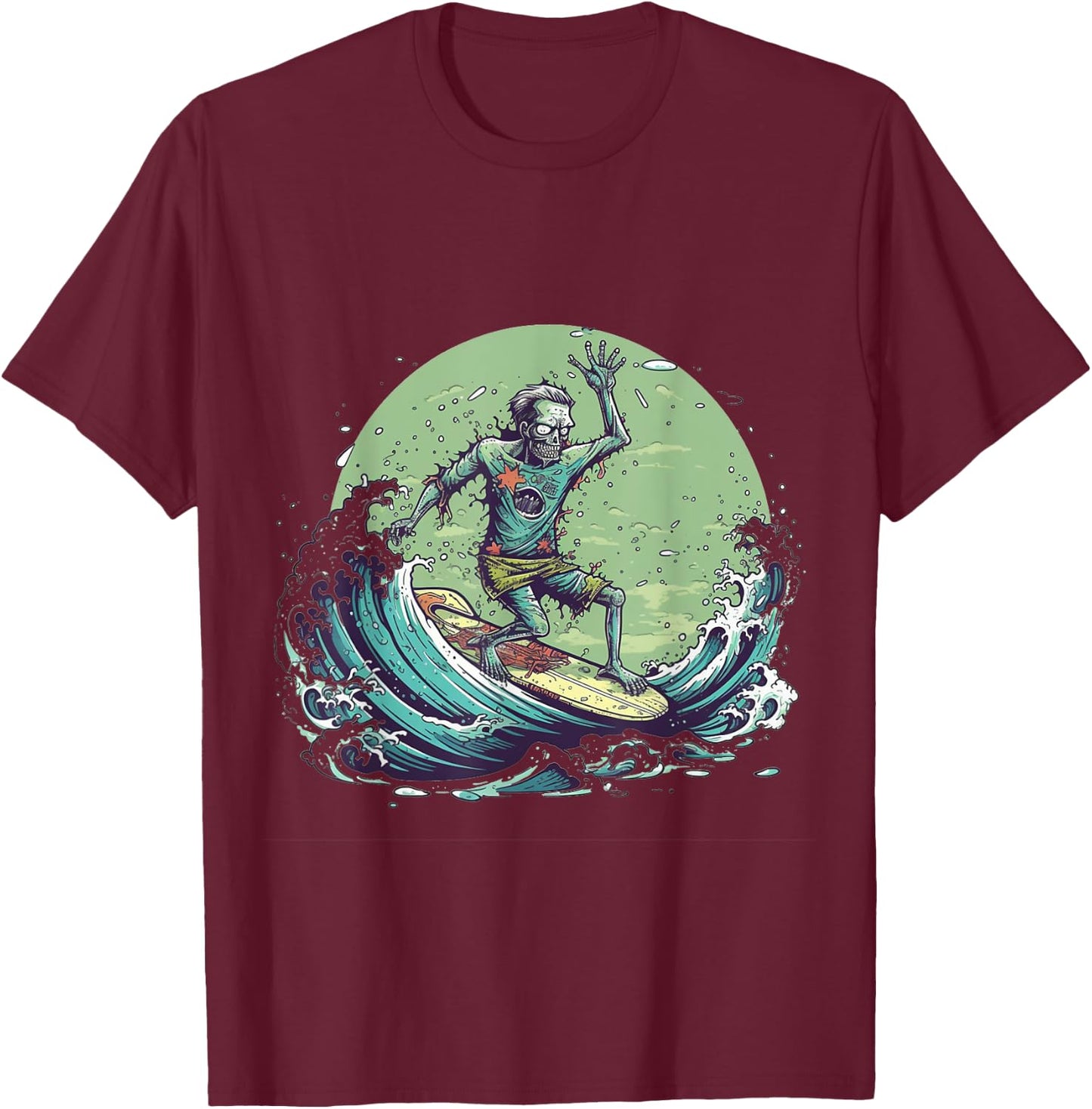 Zombie Surfing Halloween Costume Surf Surfer Men Women T-Shirt - T-Shirt | Maroon