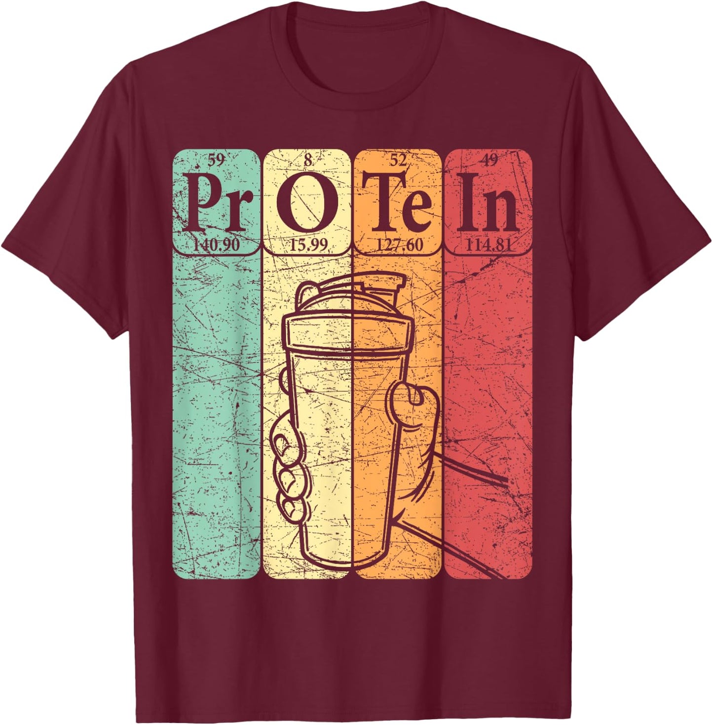 Gym Protein Periodic Table Elements Workout Protein Shake T-Shirt - T-Shirt | Maroon