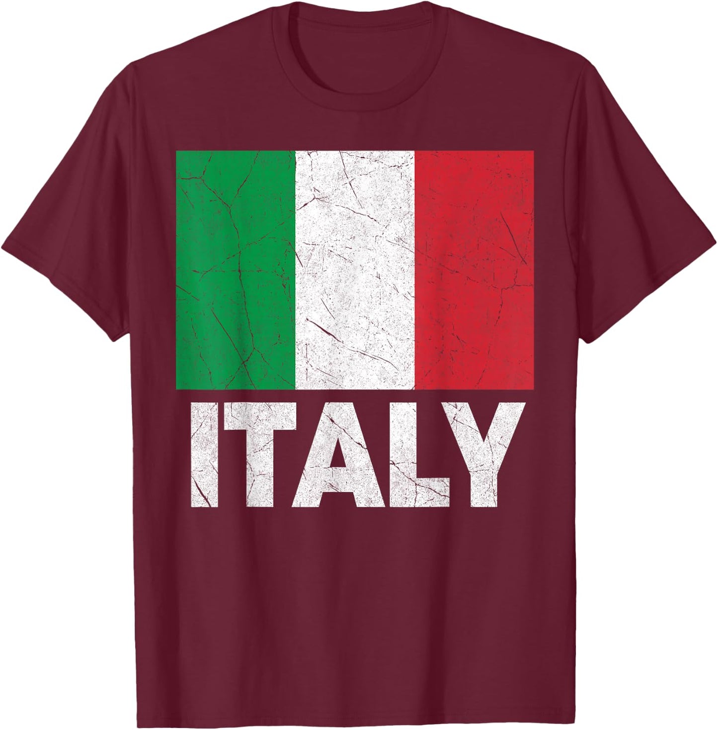Vintage Italy Flag Italia Pride Italian Family Italiano T-Shirt - T-Shirt | Maroon