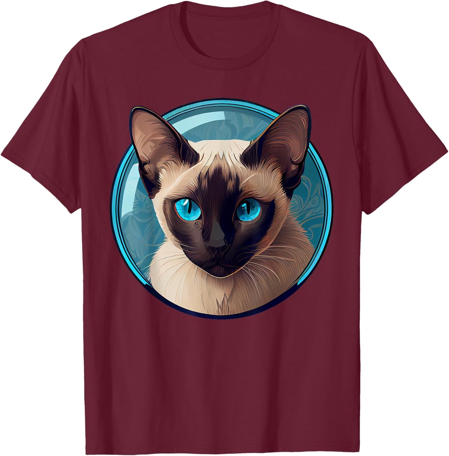 Siamese Cat | Blue-Eyed Siamese Sealing Point Men Women T-Shirt - T-Shirt | Maroon