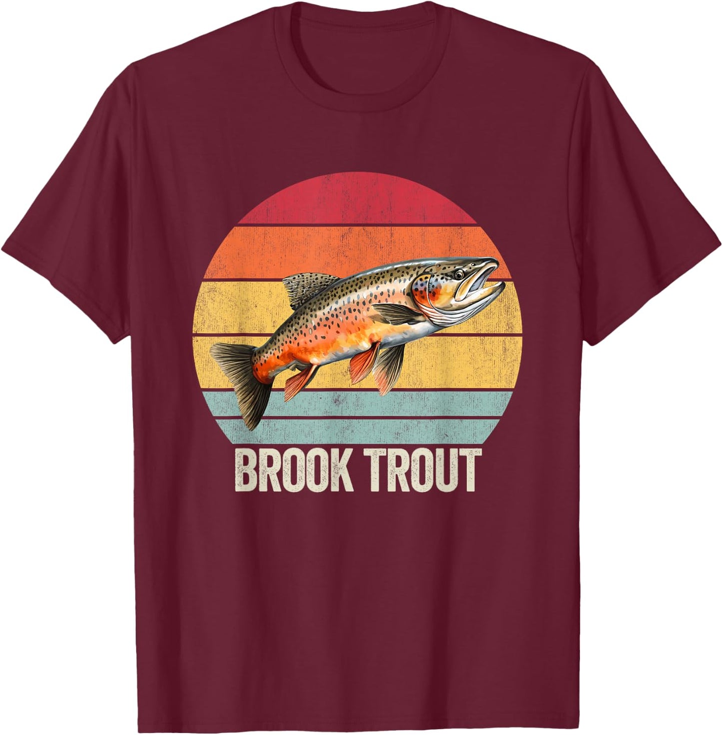 Brook Trout Vintage, Freshwater Brook Trout T-Shirt - T-Shirt | Maroon