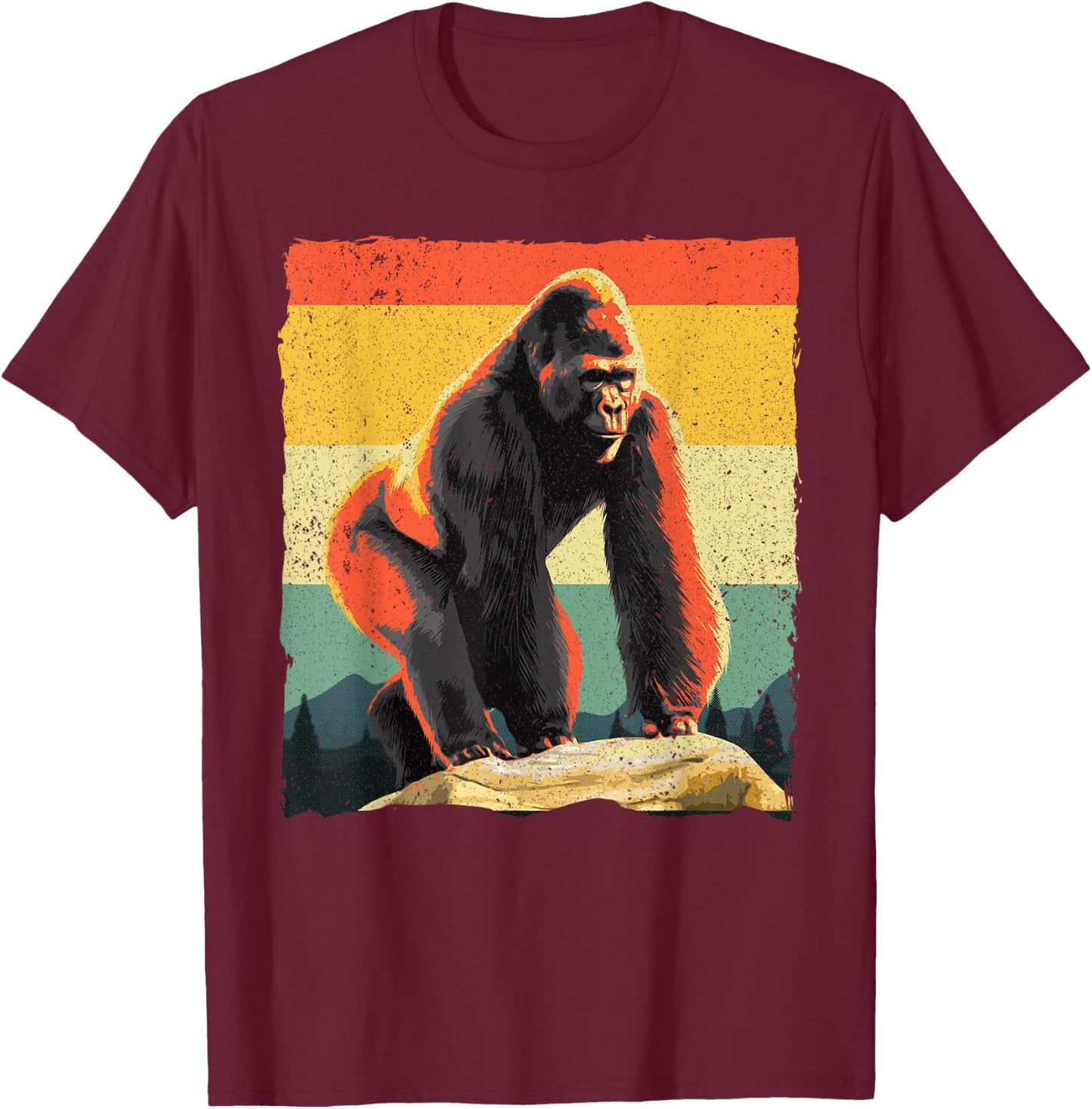 Cool Gorilla Design Women Primate Gorilla Animal T-Shirt - T-Shirt | Maroon