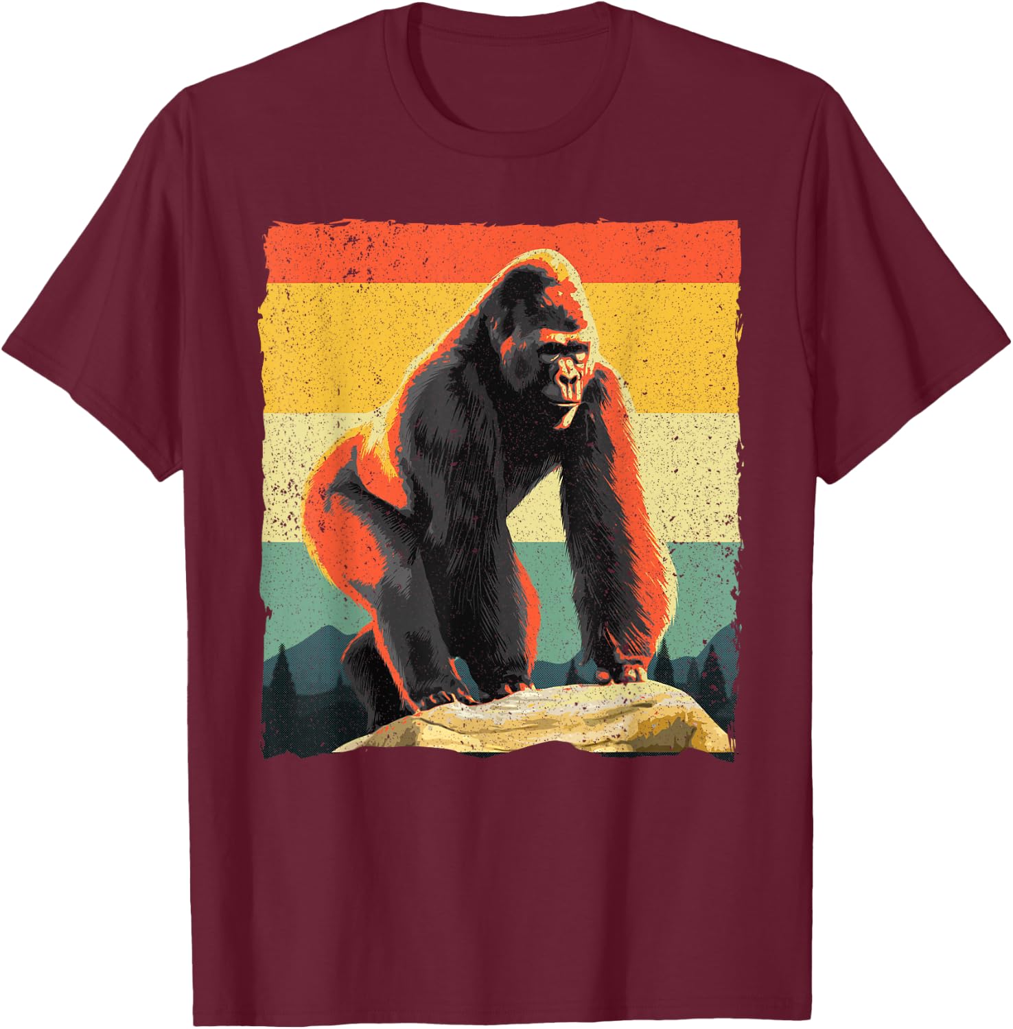 Cool Gorilla Design Women Primate Gorilla Animal T-Shirt - T-Shirt | Maroon
