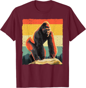 Cool Gorilla Design Women Primate Gorilla Animal T-Shirt - T-Shirt | Maroon