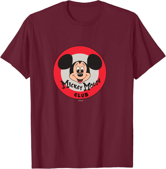 Disney 100 Mickey Mouse Club Logo Color Vintage D100 T-Shirt - T-Shirt | Maroon