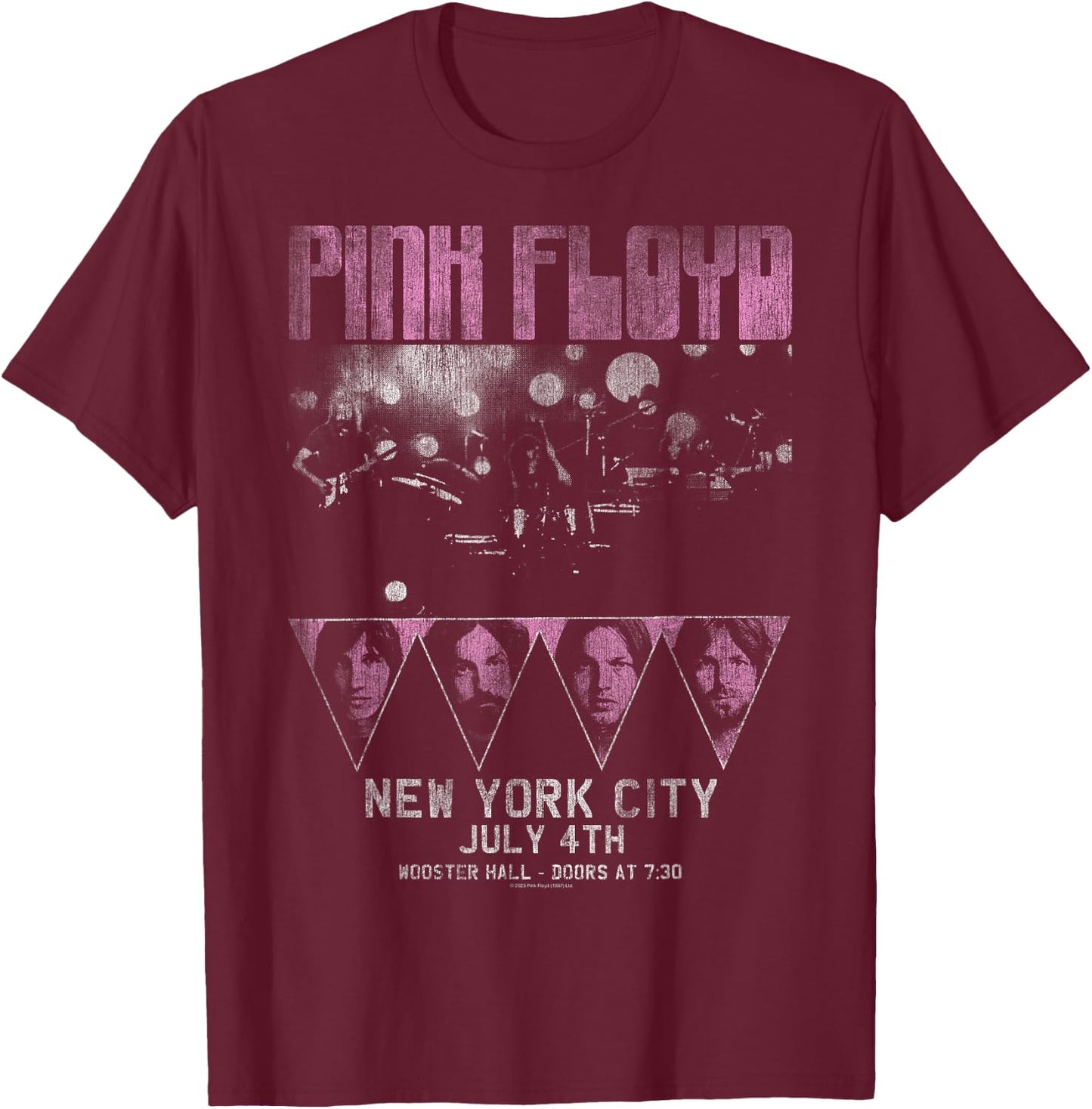 Official Pink Floyd Rock Band Tour NYC Classic Retro Music T-Shirt - T-Shirt | Maroon
