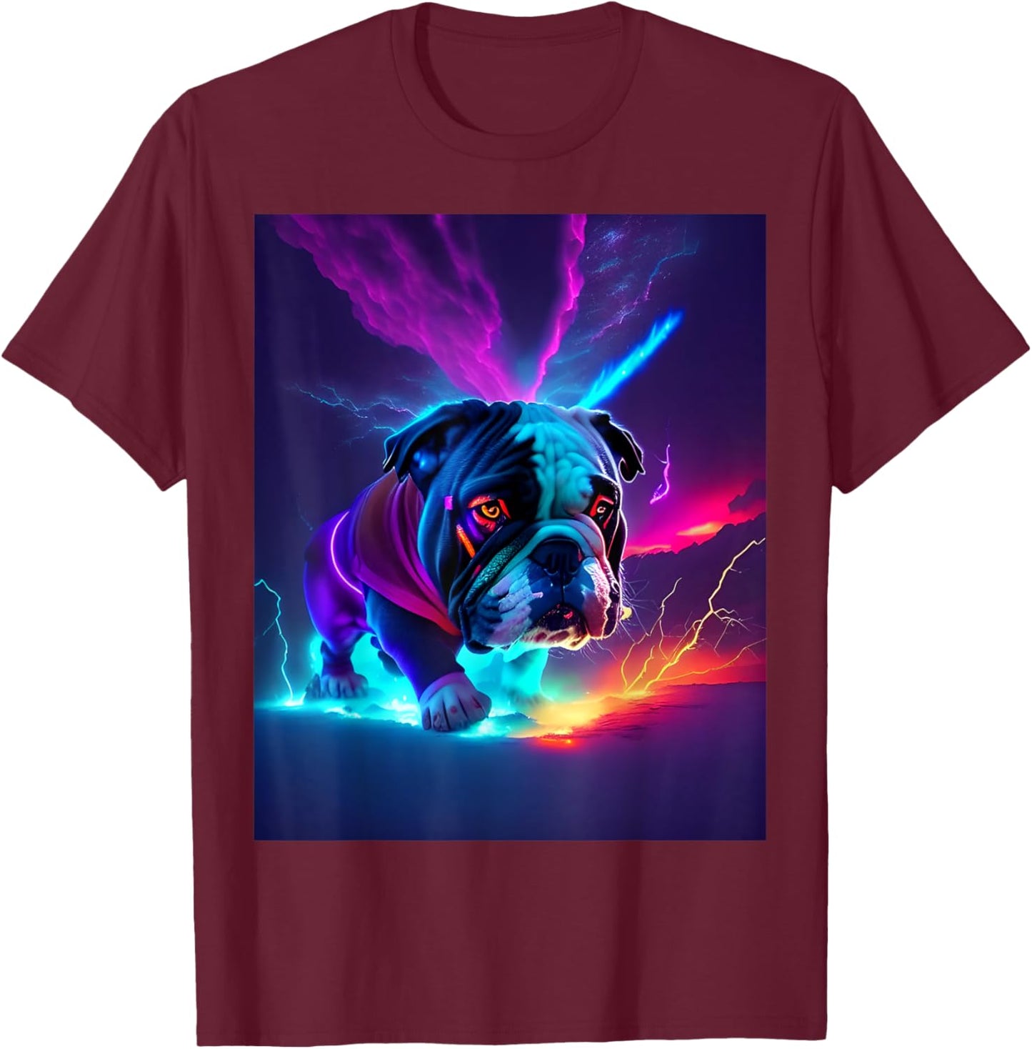 Neon Bulldog Women T-Shirt - T-Shirt | Maroon