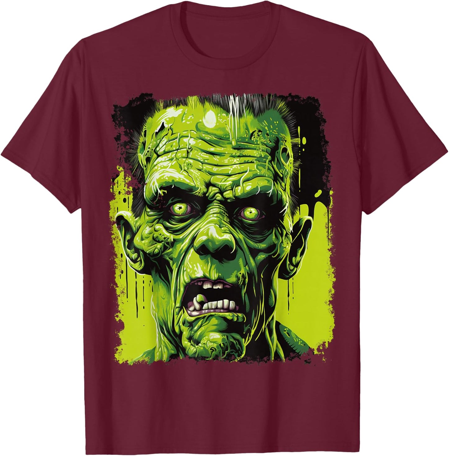 Green Zombie Halloween T-Shirt - T-Shirt | Maroon