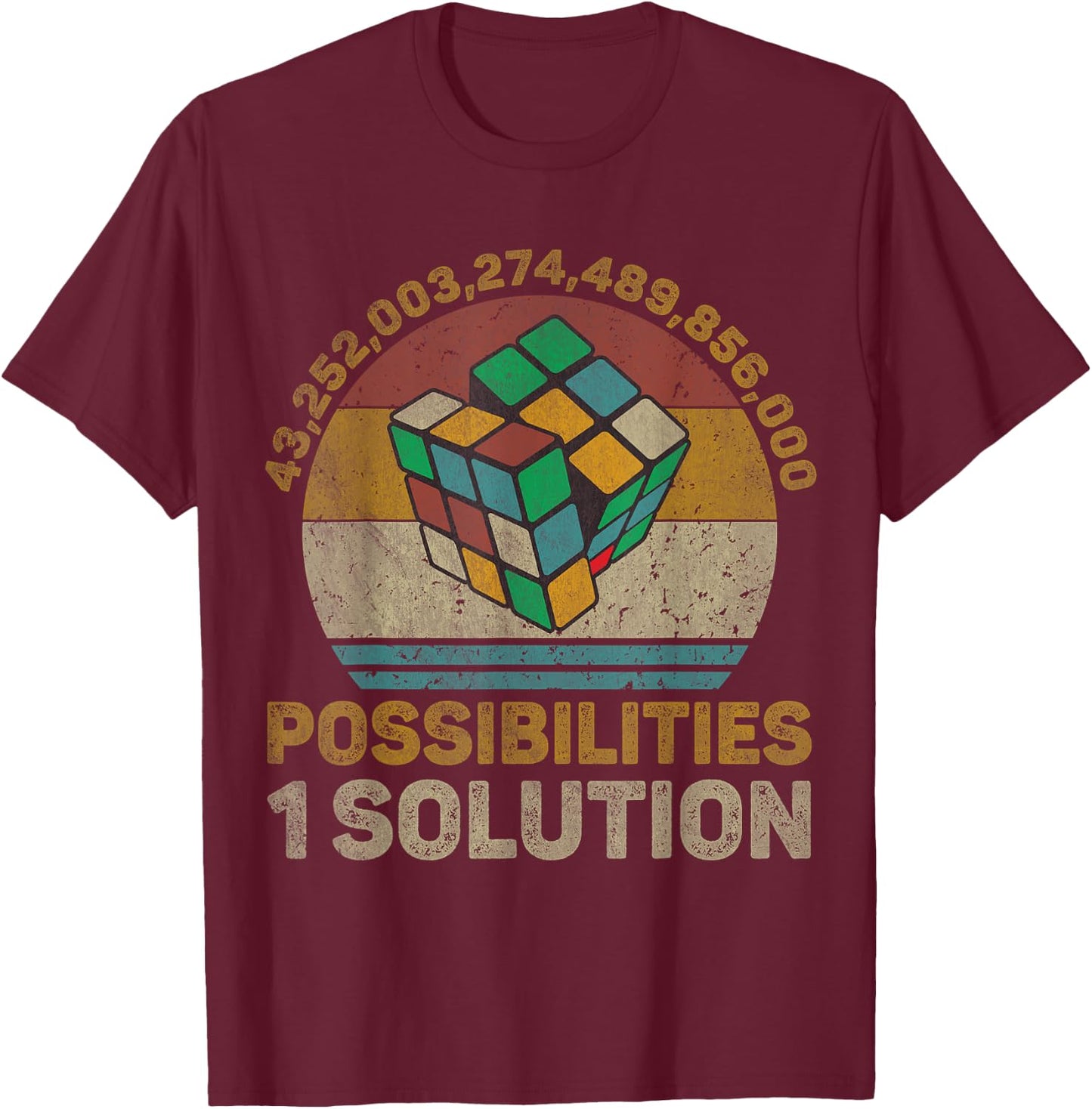 One Solution Vintage Math Speedcubing Lovers T-Shirt - T-Shirt | Maroon