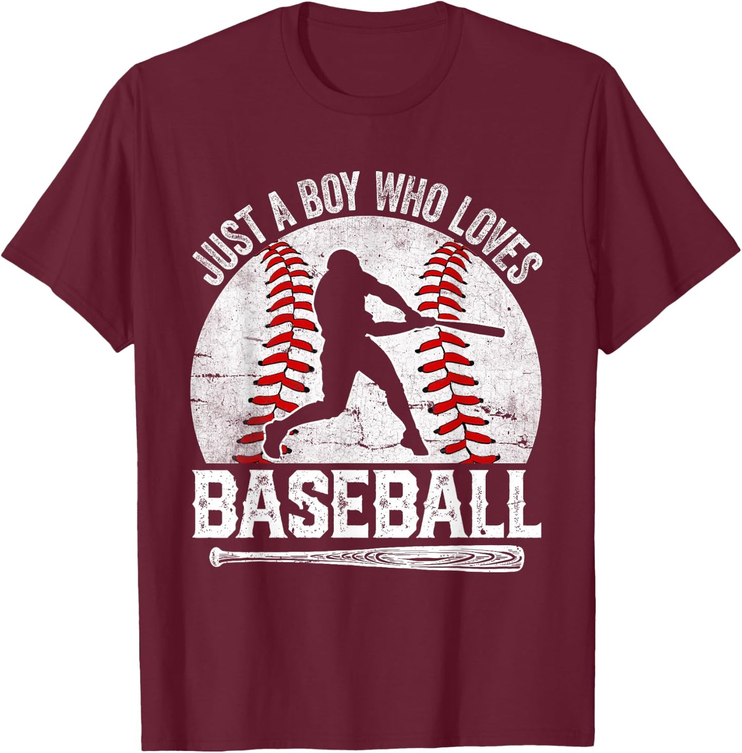 Just A Boy Who Loves Baseball Apparel Boys T-Shirt - T-Shirt | Maroon