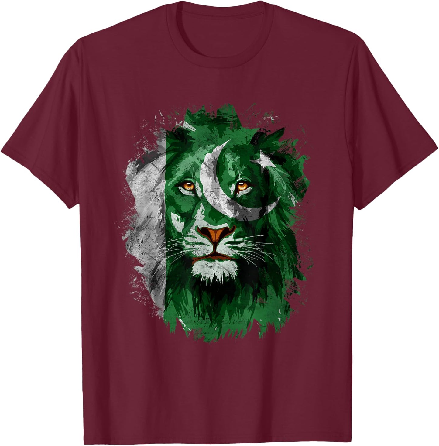 Pakistan Flag Lion Face Pakistani Pride Vintage T-Shirt - T-Shirt | Maroon