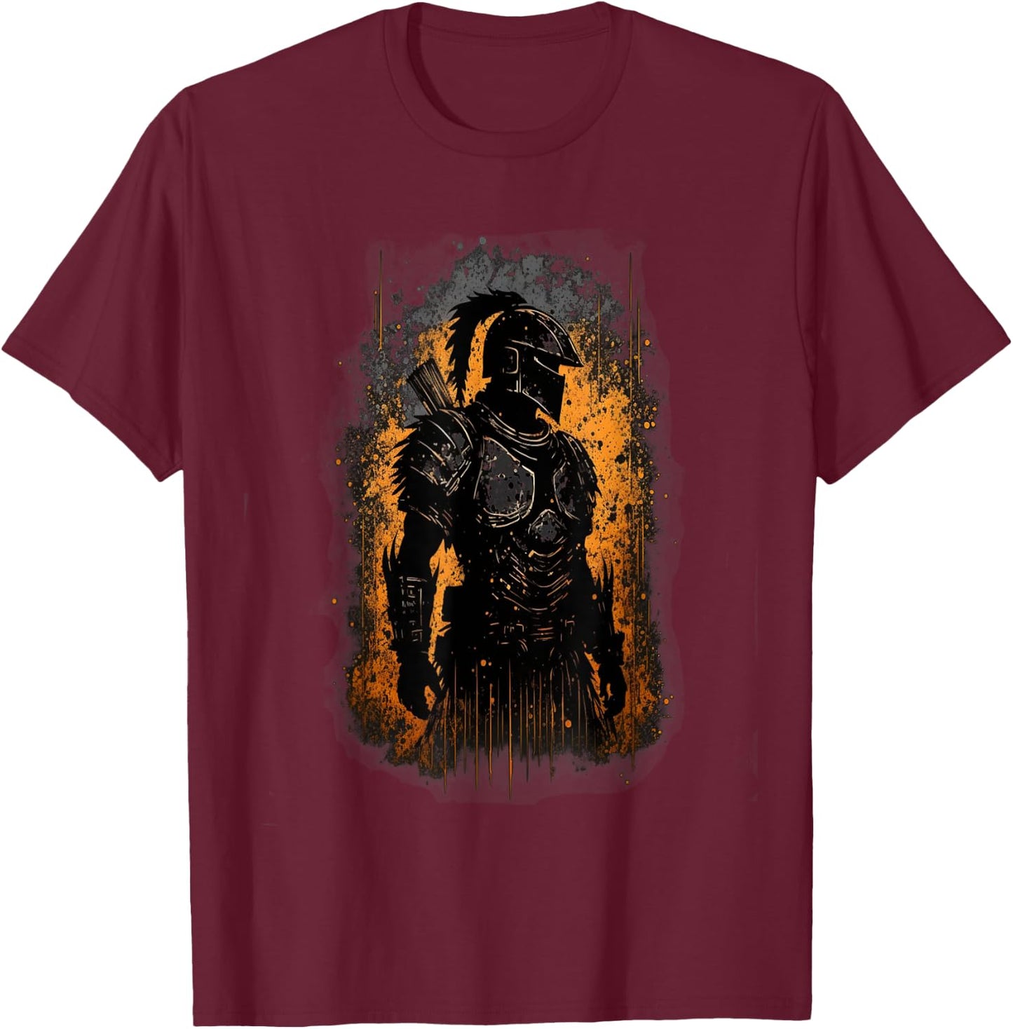Spartan Warrior Grunge Graphic T-Shirt - T-Shirt | Maroon
