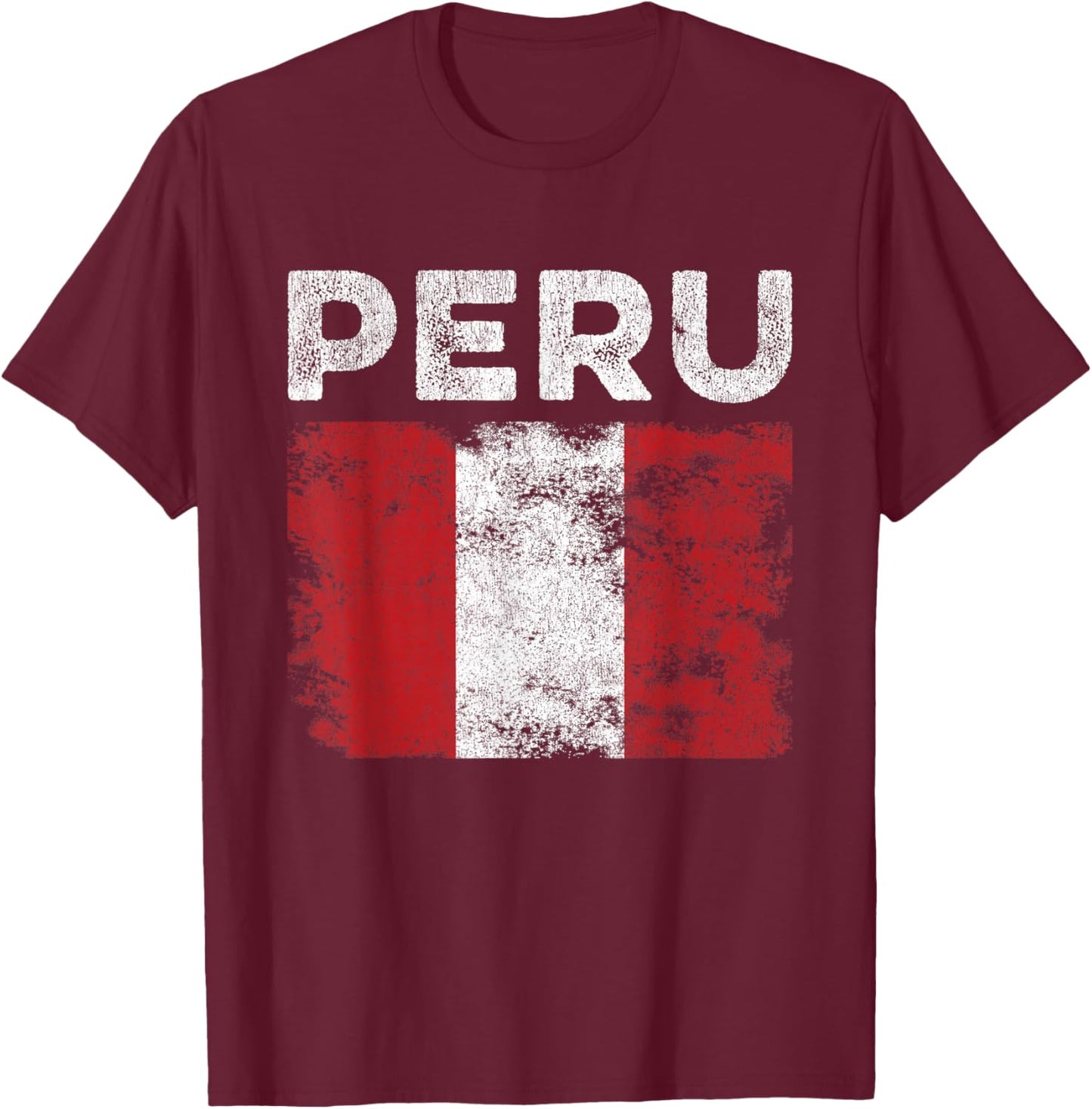 Peru Flag Distressed - Men Women Kids - Peruvian Flag T-Shirt - T-Shirt | Maroon