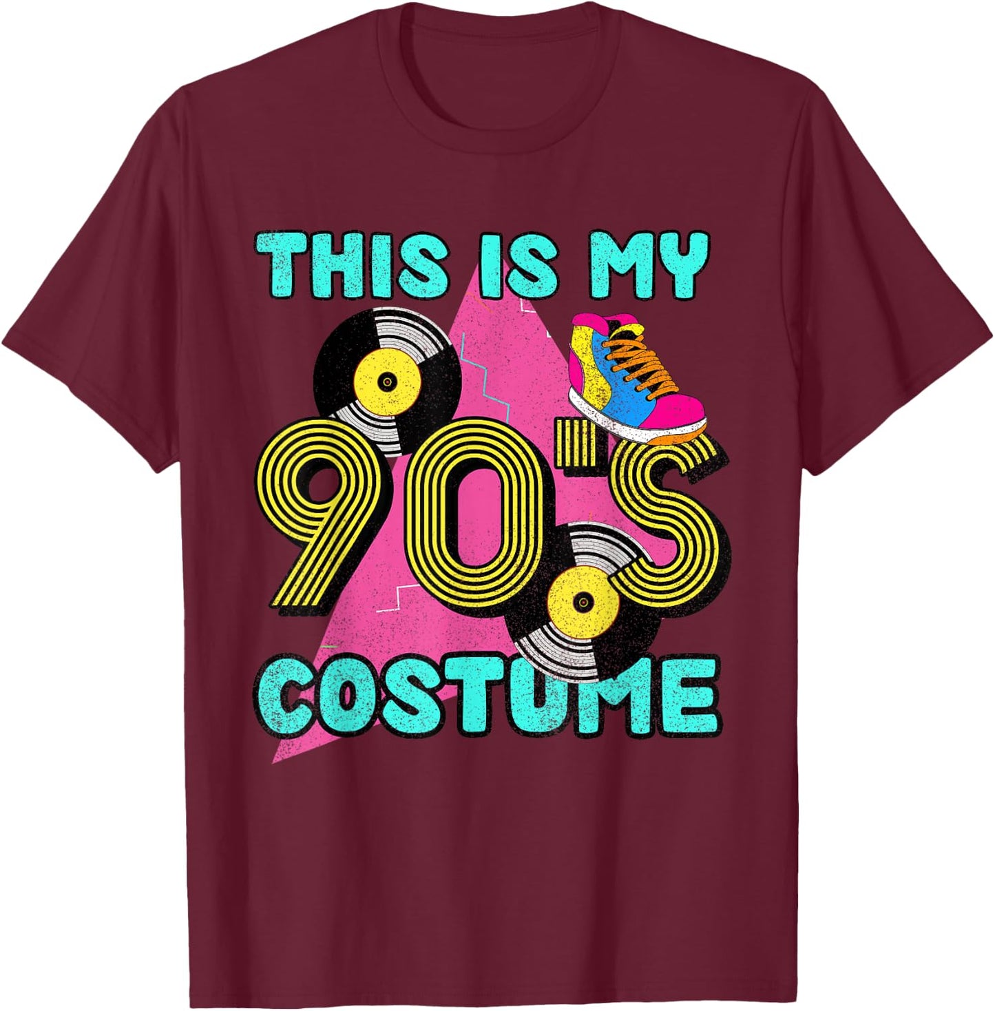 This Is My 90s Costume 1990s Theme Party Vinyl Nineties T-Shirt - T-Shirt | Maroon