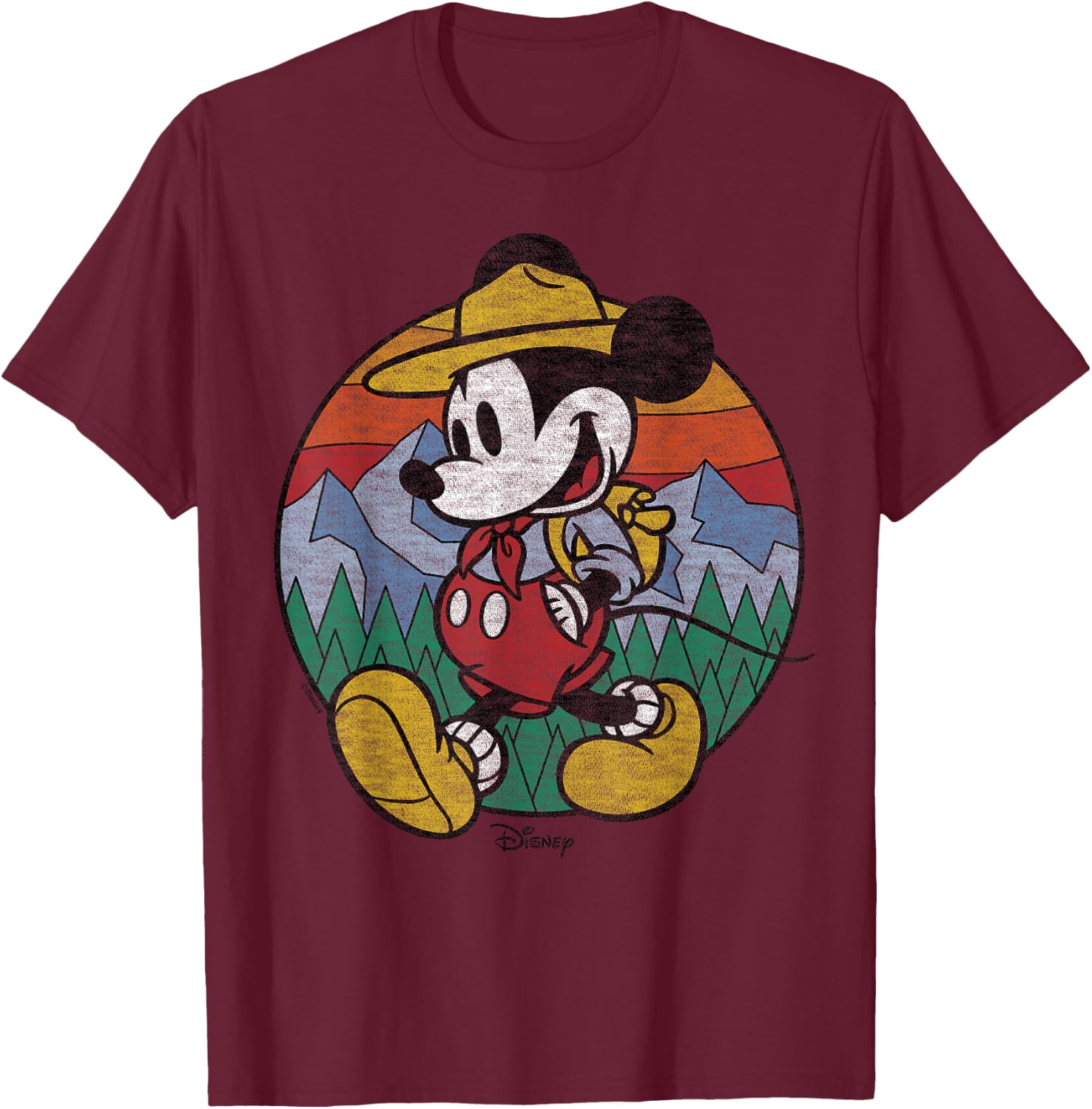 Disney - Mickey Round Hiking T-Shirt - T-Shirt | Maroon