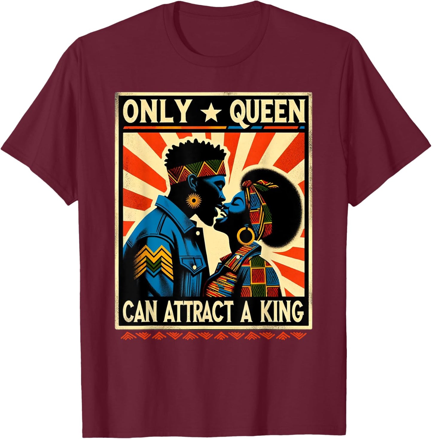 King & Queen Black Love African American Couples Marriage T-Shirt - T-Shirt | Maroon